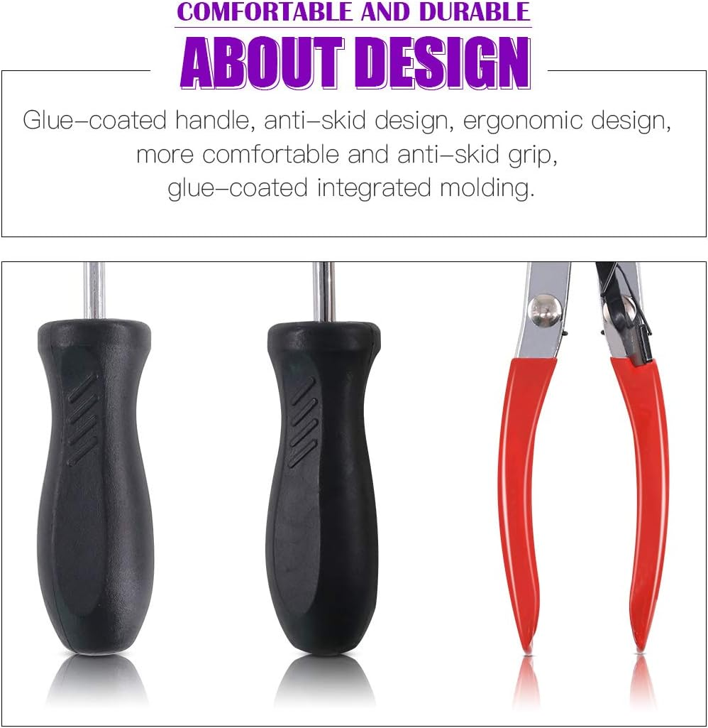 Swpeet 3Pcs Hose Clamp Plier Set, Including 45&deg; Flat Band Hose Clamp Plier Angled Swivel Jaw Locking Car Water Pipe with 2Pcs Hose Removal Hook Set Perfect for Hose Installations of Low Radiators image number 1