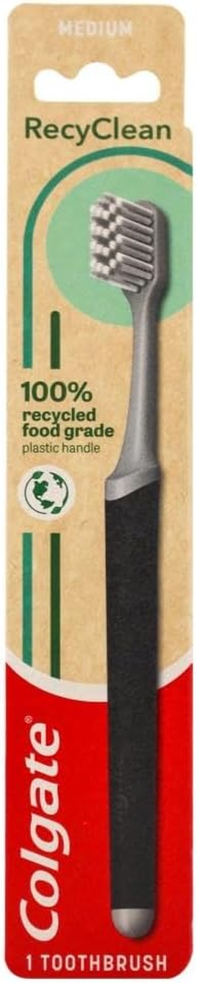 Colgate 100% Recycled Plastic Handle Toothbrush, Medium