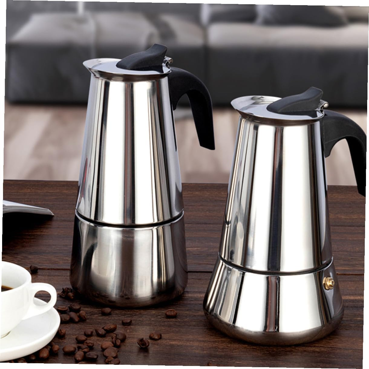 NOLITOY Stovetop Coffee Maker Stainless Steel Pot 9/12 Cups Portable Italian Espresso Maker Suitable for Induction and Other Heating Appliances Easy to Clean image number 1