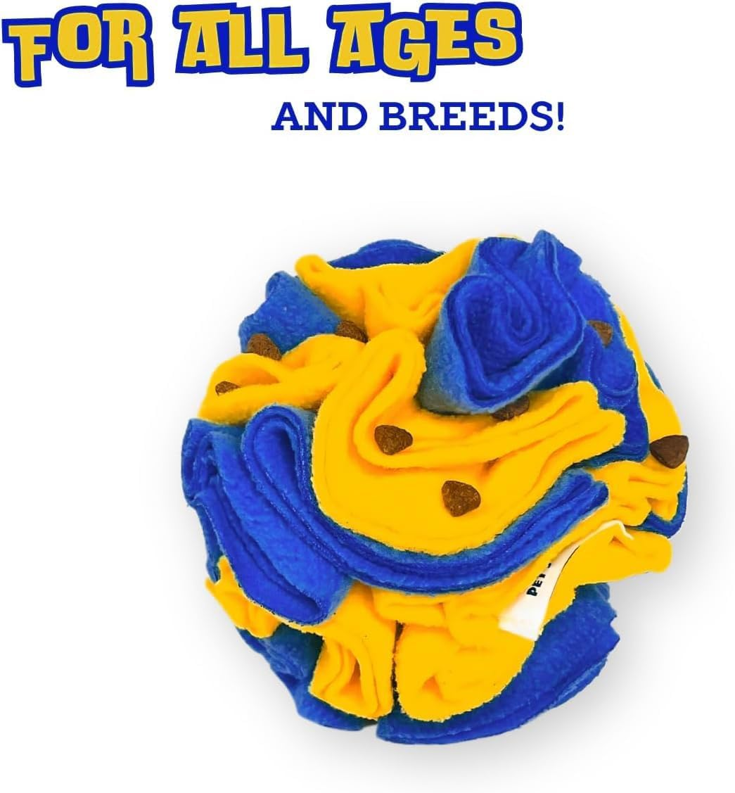 Interactive Foraging Dog Puzzle Ball - Dog Enrichment Toys, Dog Optimal Visual Stimulation Dogs Toys for Blind Dogs Pet Sniffing Ball (Yellow Blue, One Size) image number 1
