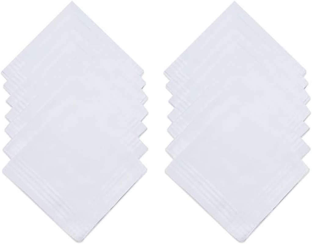 Women'S White Handkerchiefs,100% Soft Cotton Pocket Handkerchiefs for Lady Cotton 12 Pack image number 1