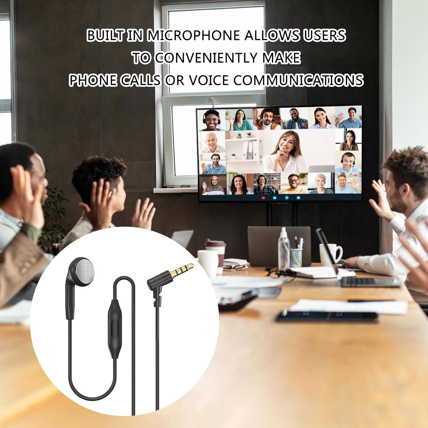 Single Side Earbud with Mic - 3.5Mm/Usb-C Lightweight Headphones for Phone Calls & Driving, Comfortable Secure Fit, Durable Design for Customer Service & Online - 3.5Mm Straight Head image number 2