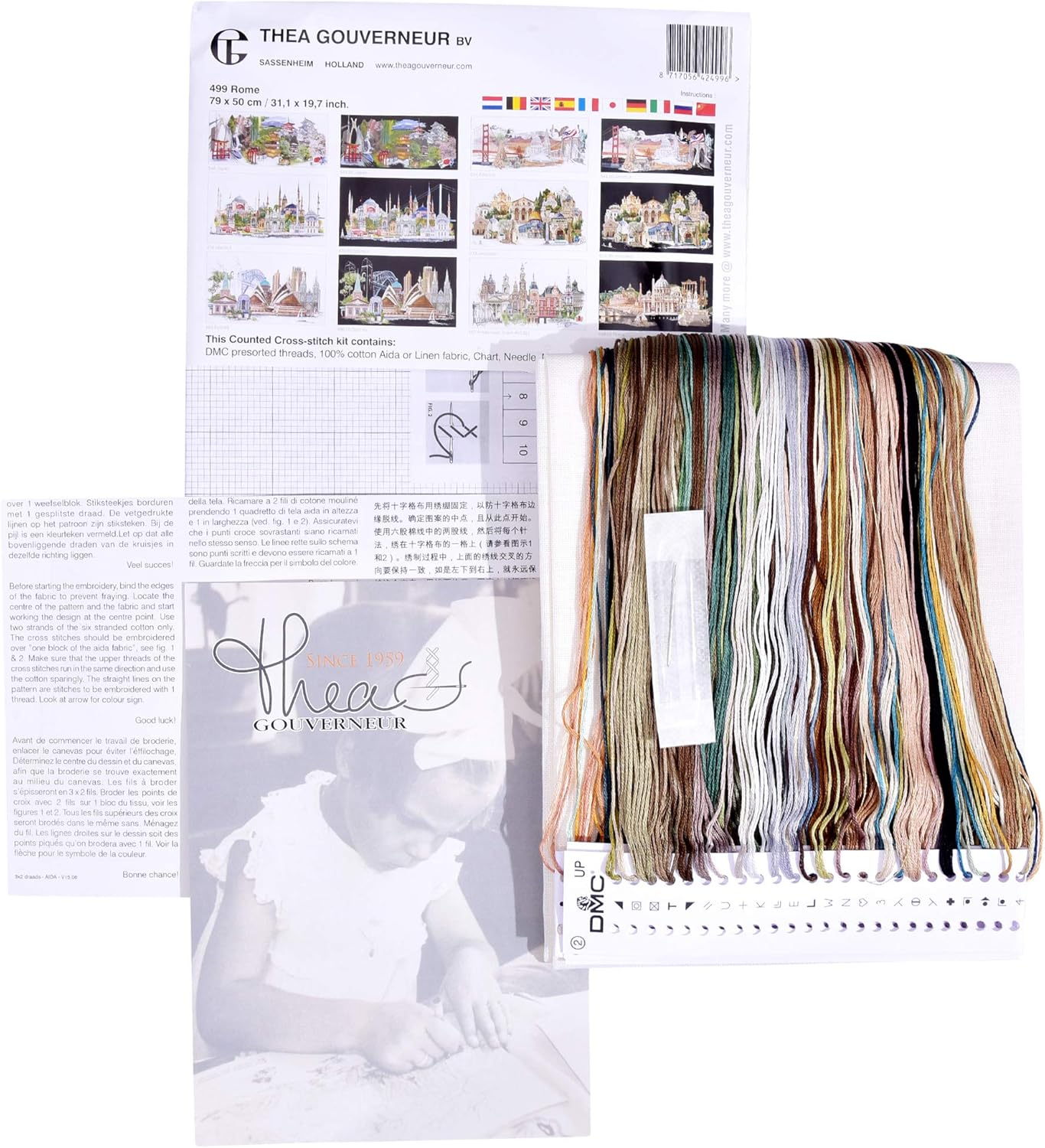 Thea Gouverneur Rome on Linen Cross Stitch Kit-31-Inch X 19.75-Inch 36 Count - Multi image number 4