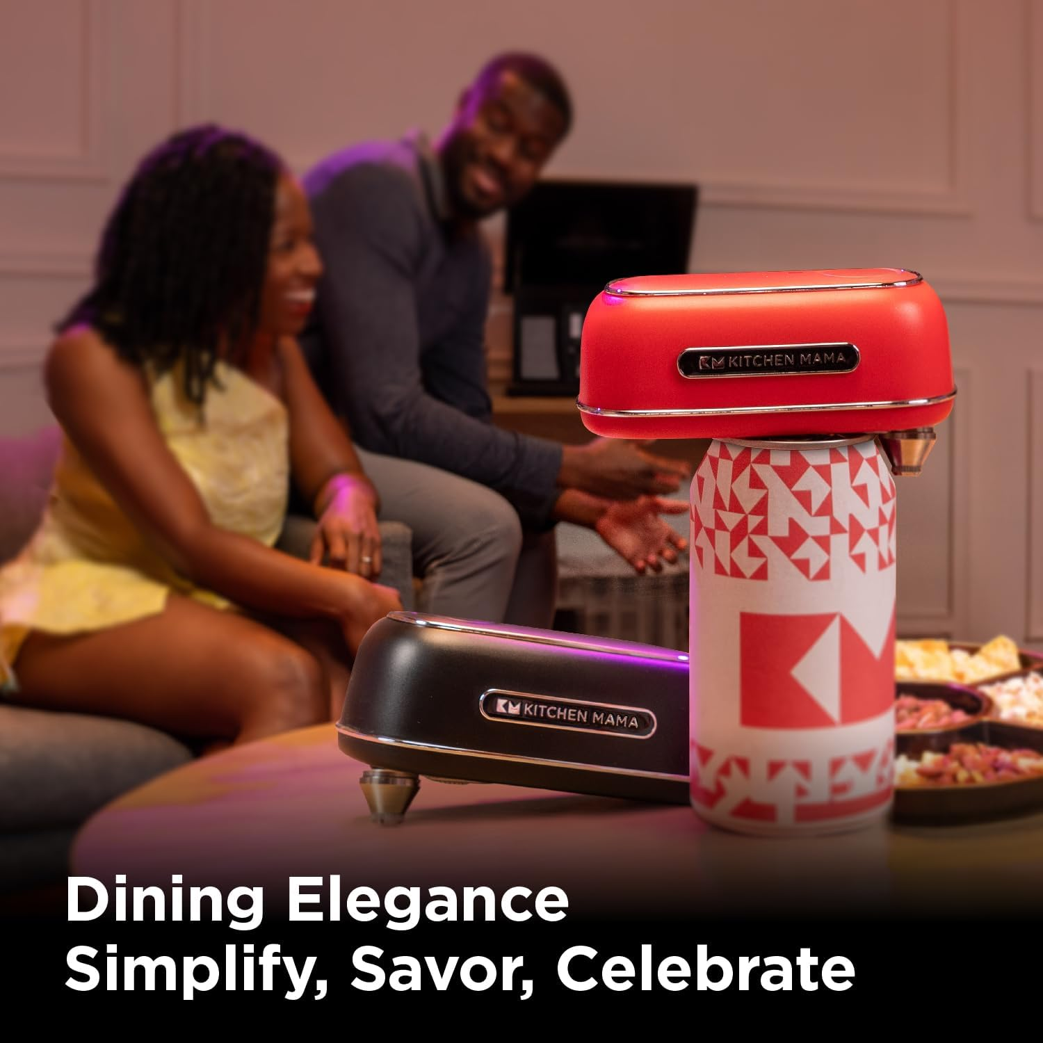 Kitchen Mama Orbit One Rechargeable Can Opener : Hands-Free Operation, Type-C Charging, Automatic Shut-Off, Smooth Edge, Professional-Grade Blade for Large Cans, Includes Elegant Storage Box (Red) - Silver image number 2