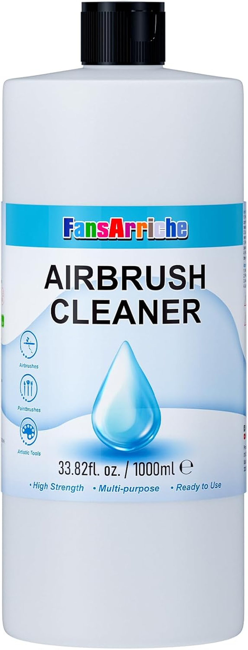 Fansarriche Airbrush Cleaner, 33.82 Oz Air Brush Cleaning Solution for Water-Based Acrylic Color Paints, Quickly Clean Clogged Airbrushes, Paint Brushes, Art Tools image number 2