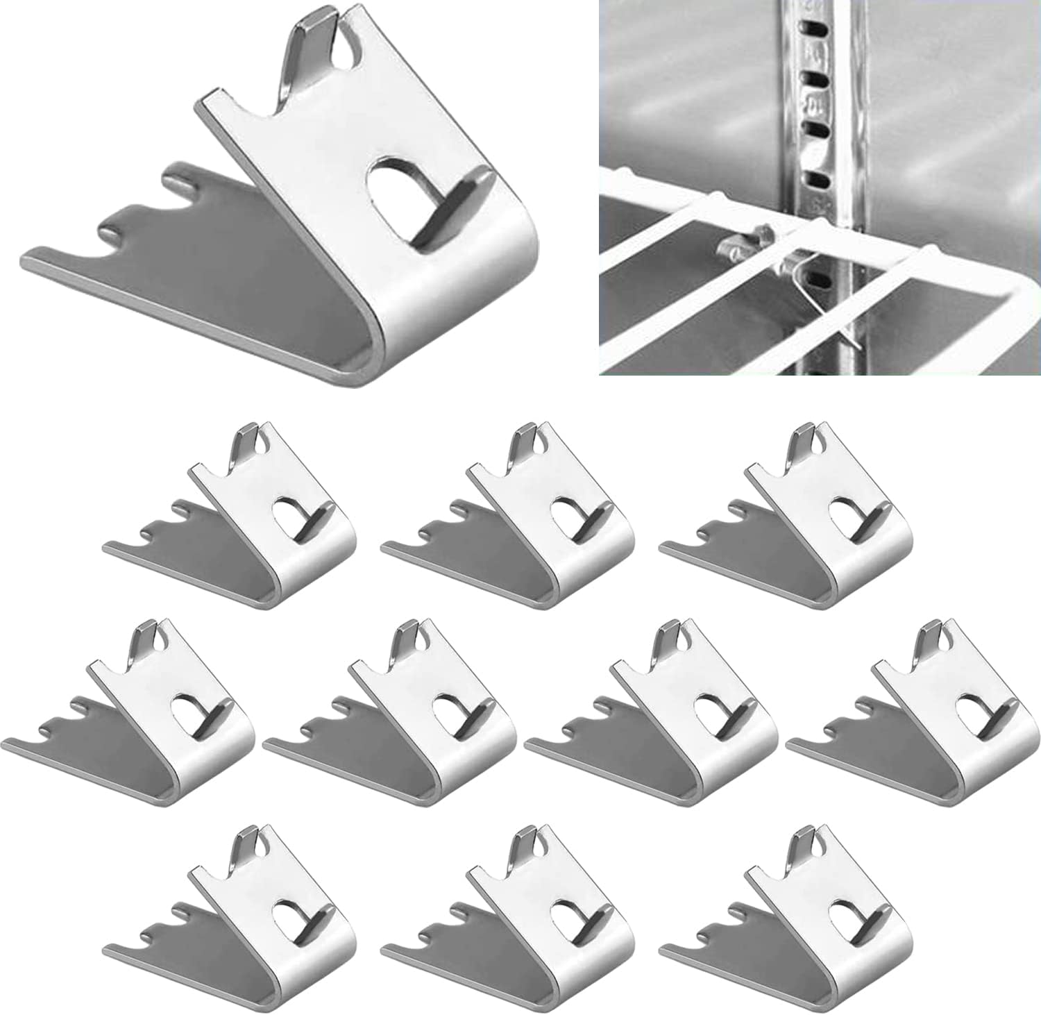 920158 Freezer Shelf Clip,Stainless Steel Shelf Clip for Refrigerator,Freezer Cooler Shelf Support,Replacement Shelf Square Buckles Clips (10) image number 6