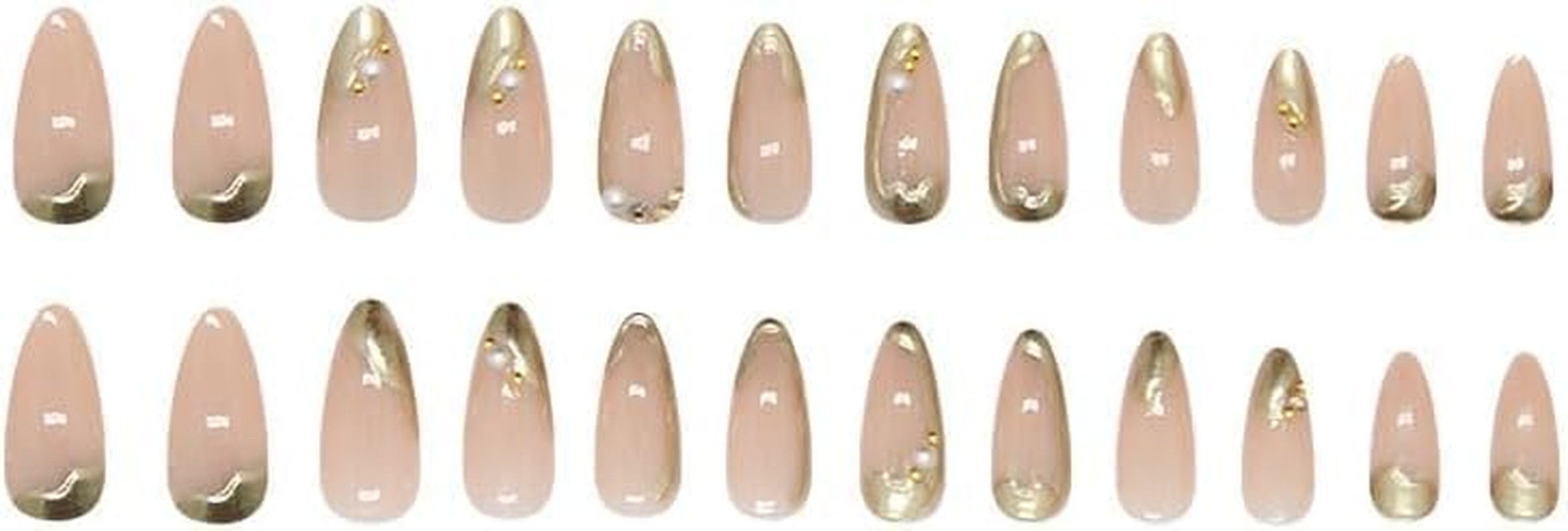 ＴＩＺＹＦＦ Press on Nails, French Gilded Edge Fake Nails, Artificial Nails for Women and Girls -24 Pc image number 3