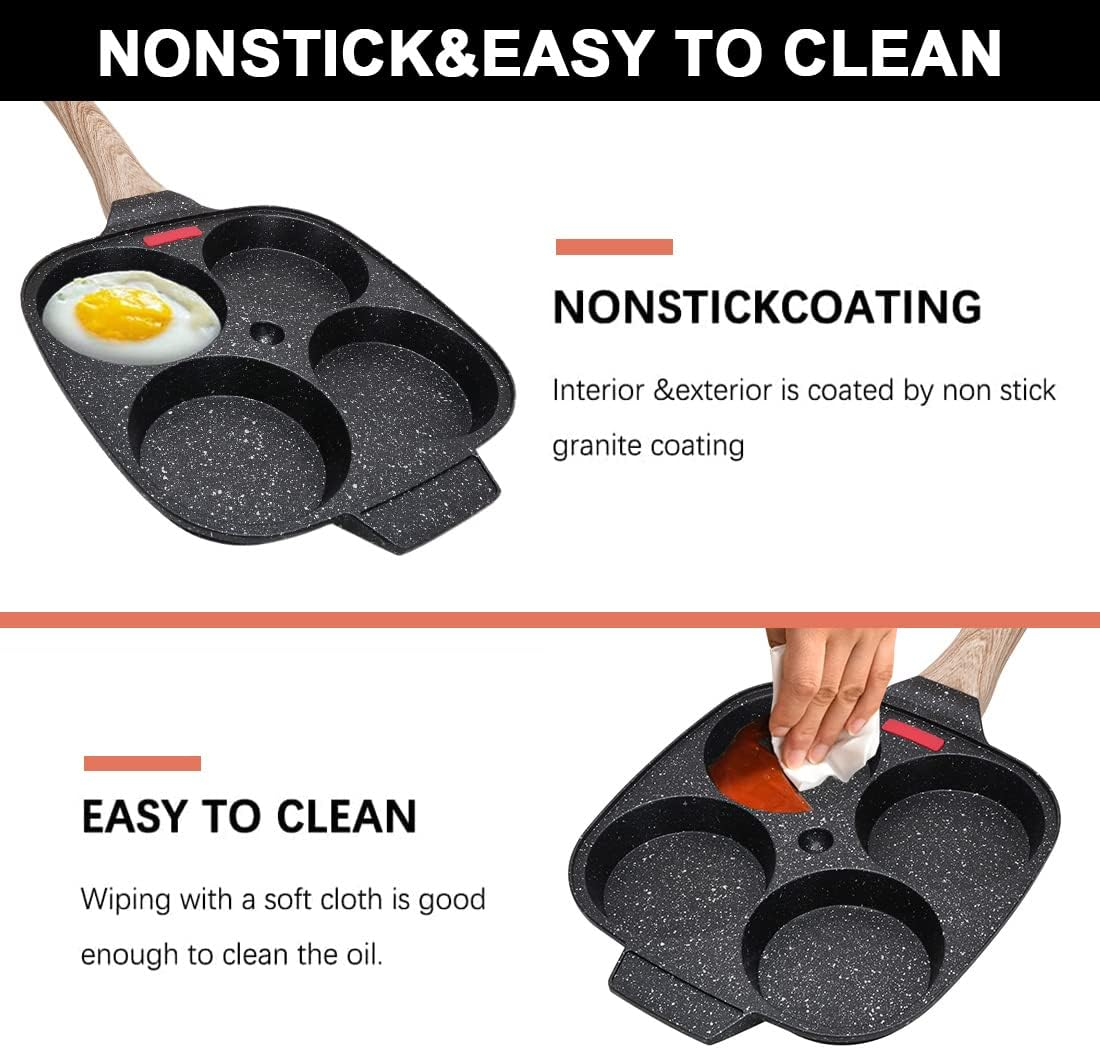 Egg Pan,Egg Frying Pan, Pancake Pan with Lid Nonstick 4 Cups Fried Egg Pan Aluminium Alloy Cooker for Breakfast, Suitable for Gas Stove & Induction Cooker image number 7