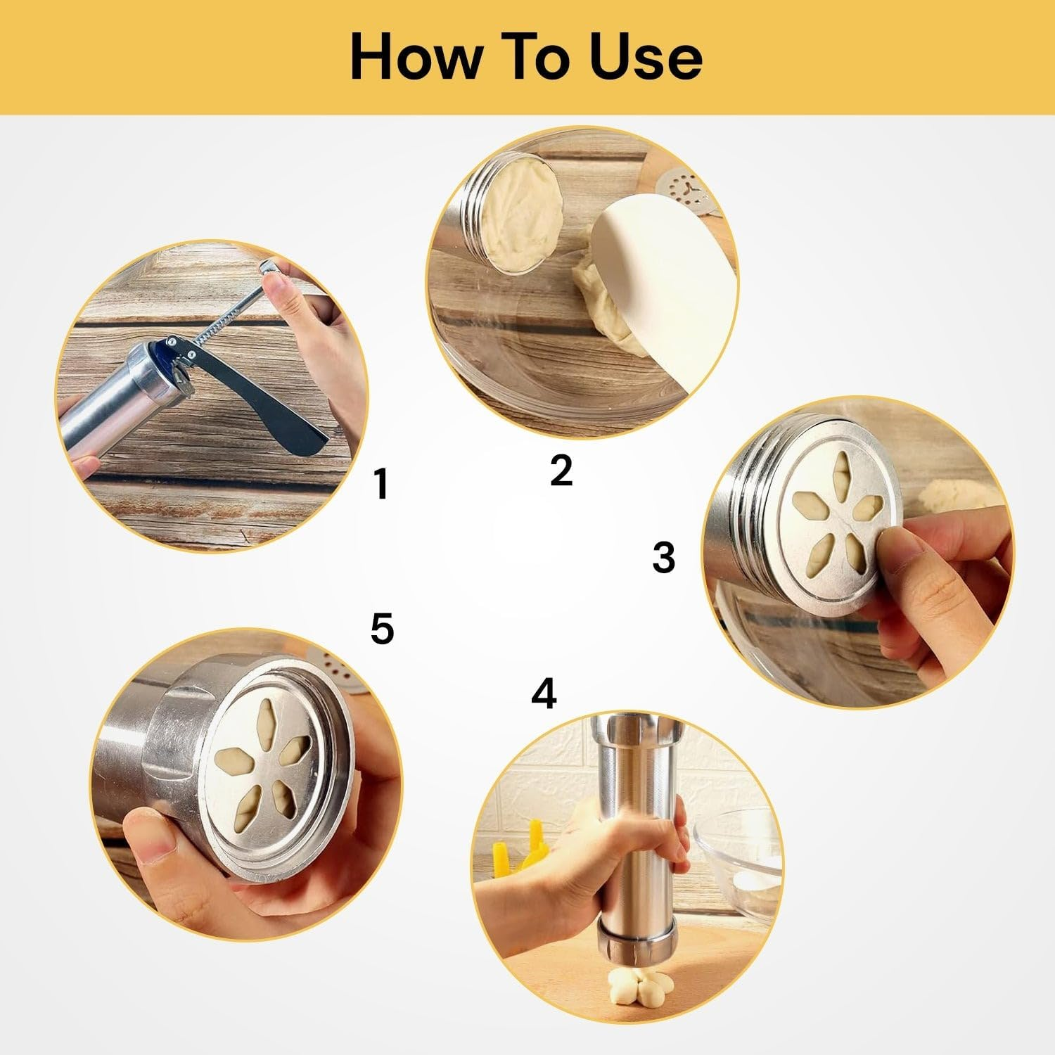 Cookie Press for Baking Aluminum Biscuit Press Cookie Gun Set with 20 Discs and 4 Icing Tips for DIY Biscuit Maker Cupcake Cake Decoration Dough Churro Maker - Cookies Machine Maker image number 6