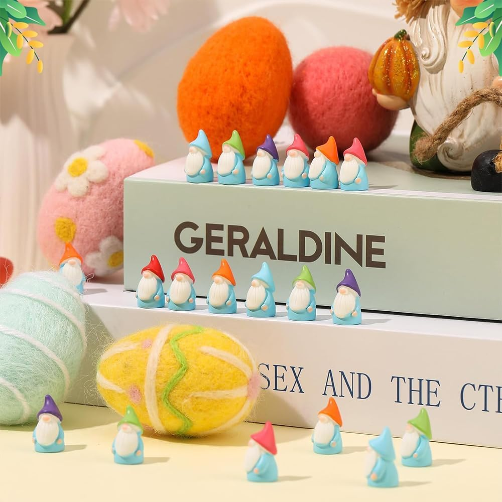 30Pcs Mini Resin Gnomes in 6 Colors,Micro Landscape Christmas Old Man Dwarf Ornament,Diy Decorations Accessories Miniature Small Ornaments for Landscape Garden Outdoor Patio Yard Plant Pots Decor image number 2