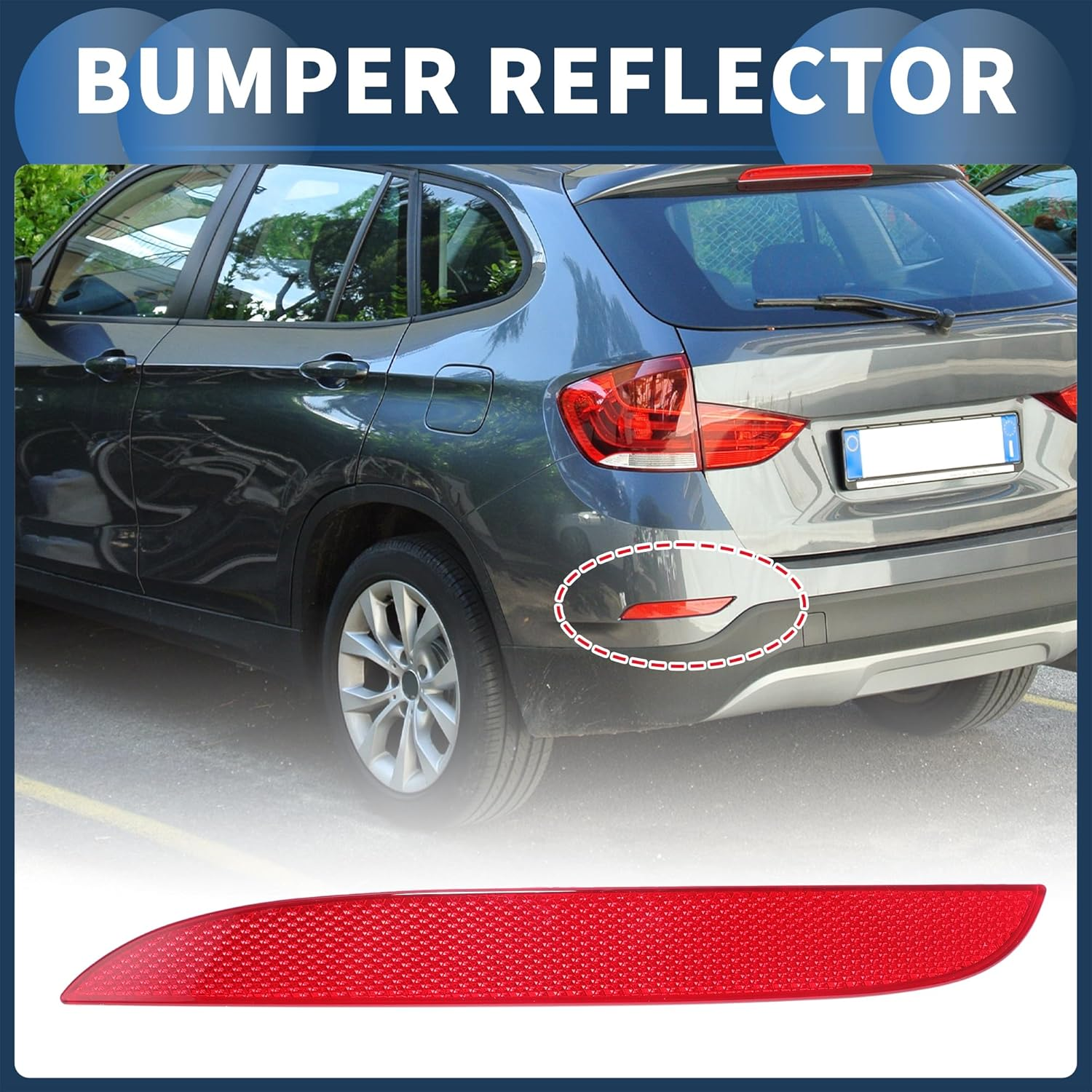 X AUTOHAUX Bumper Reflector Rear Left 8.66"X1.06" Bumper Reflector Side Marker No.63142990863 for BMW X1 E84 2009-2015 Plastic Red Durable image number 2