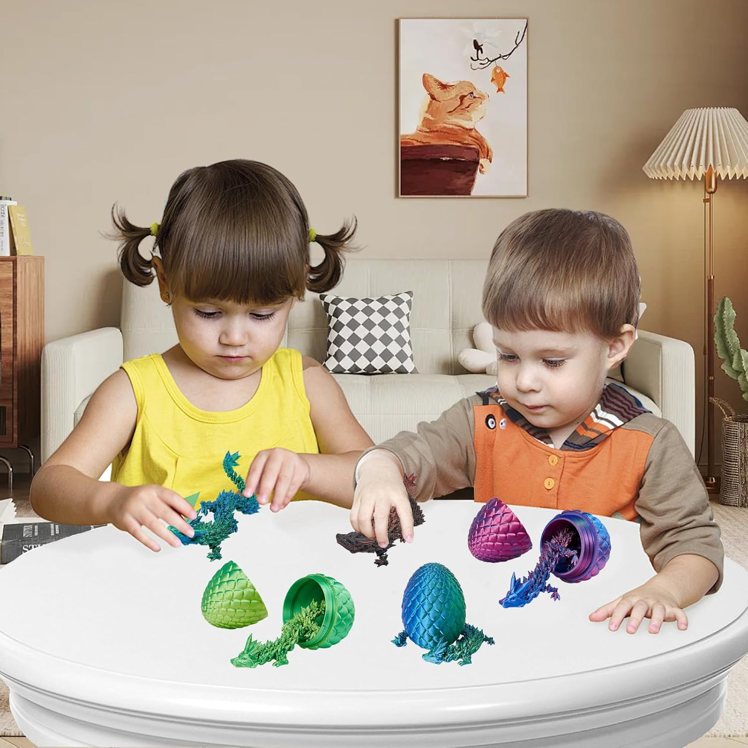 2 Pack 3D Printed Dragon Easter Egg with Dragon Inside, Prefilled Easter Egg Fillers Articulated Fidget Toy, Perfect Basket Essentials Stuffers, 3 Inch image number 5