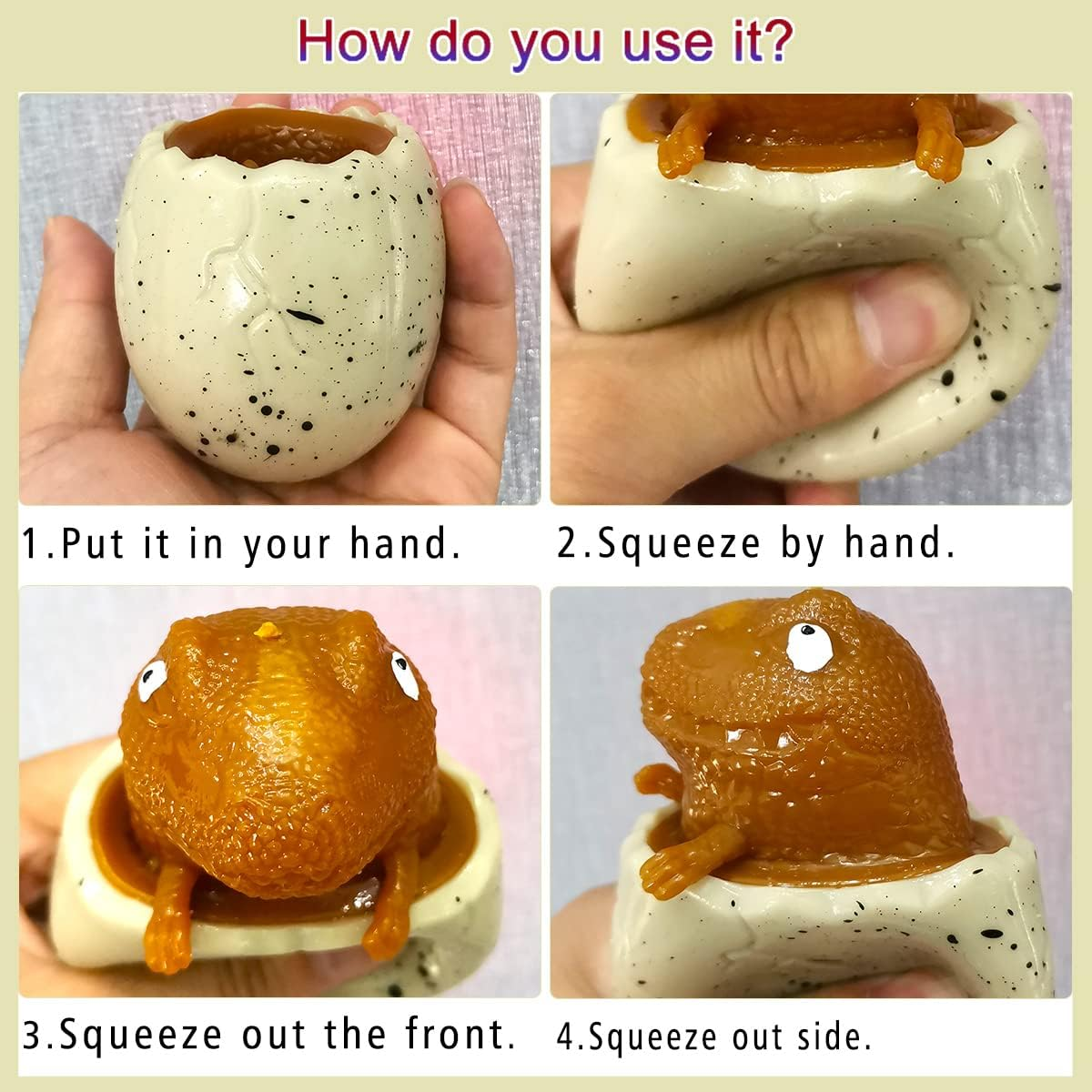 Squeeze Toys 3 Pcs Fidget Dinosaur Eggs Squeeze Dinosaur Toys Sensory Squishy Toys for Boys Girls Funny Party Favors Stress Relief Home and Office Use Ball for Adult Autism ADHD image number 2