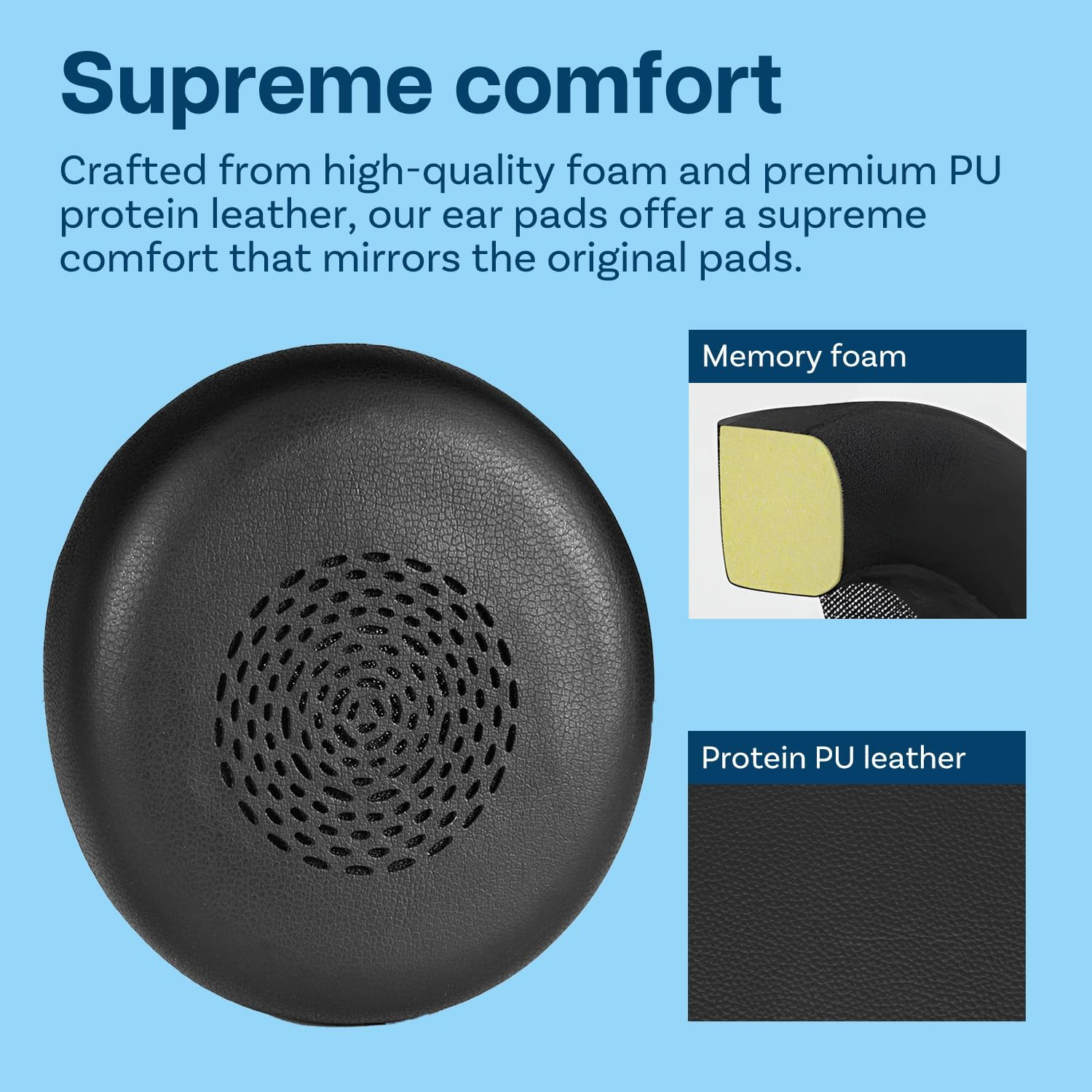 MMOBIEL Replacement Ear Pads for Jabra Evolve2 75 Headphones - Protein PU Ear Pads Cushion - Headphones Ear Pads for Jabra Evolve2 75 - Black image number 1