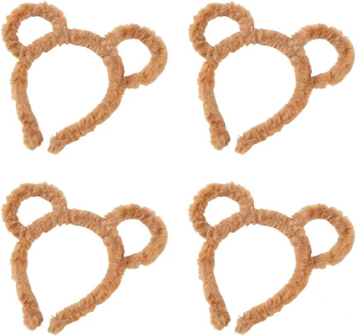 4 Pcs Plush Bear Ears Headbands for Women, Cute Bear Headband Accessories, Soft Animal Bear Ears Bands, Comfortable Head Bands for Party, Adorable Hair Decor for Styling