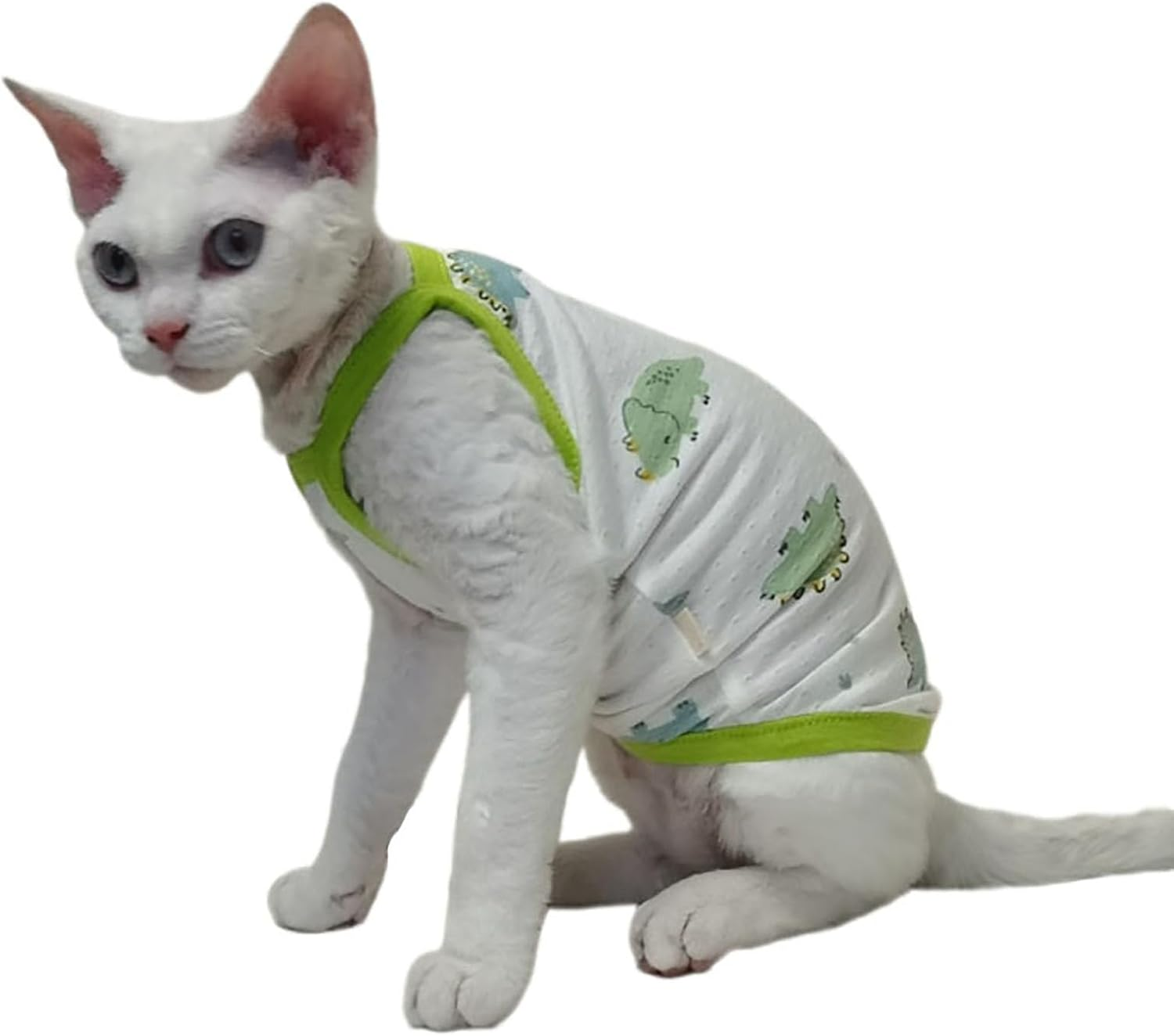 IUOUTG Sphynx Hairless Cats Shirt Pure Cotton Hairless Cat Clothes Cute Pullover Cat Pajamas round Collar Kitten Vest Cats Apparel for Cornish Rex, Devon Rex