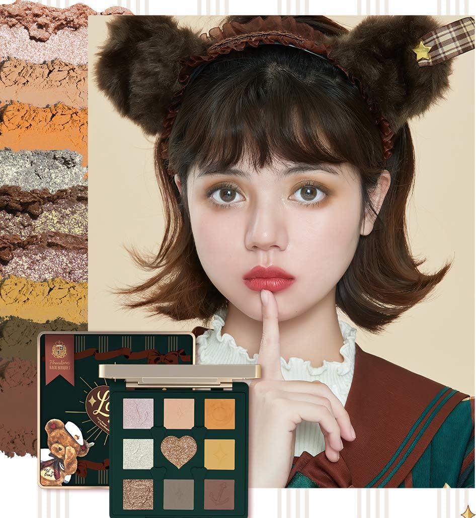 Flower Knows Lovebear 9 Color Eyeshadow Palette (Caramel Matcha) 1 Piece - Caramel Matcha image number 4