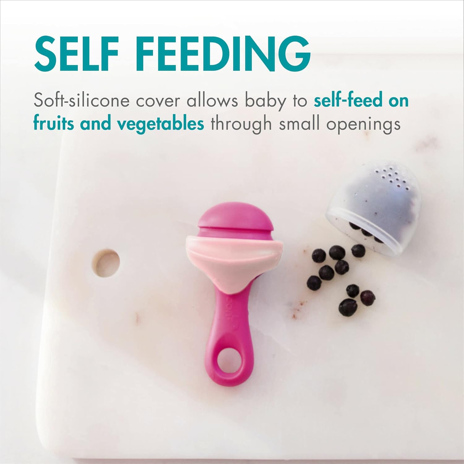 Boon Pulp Silicone Baby Feeder &mdash; 1 Count &mdash; Pink and Blush &mdash; Soft Silicone Vegetable and Fruit Feeders &mdash; Teething Baby Essentials image number 5