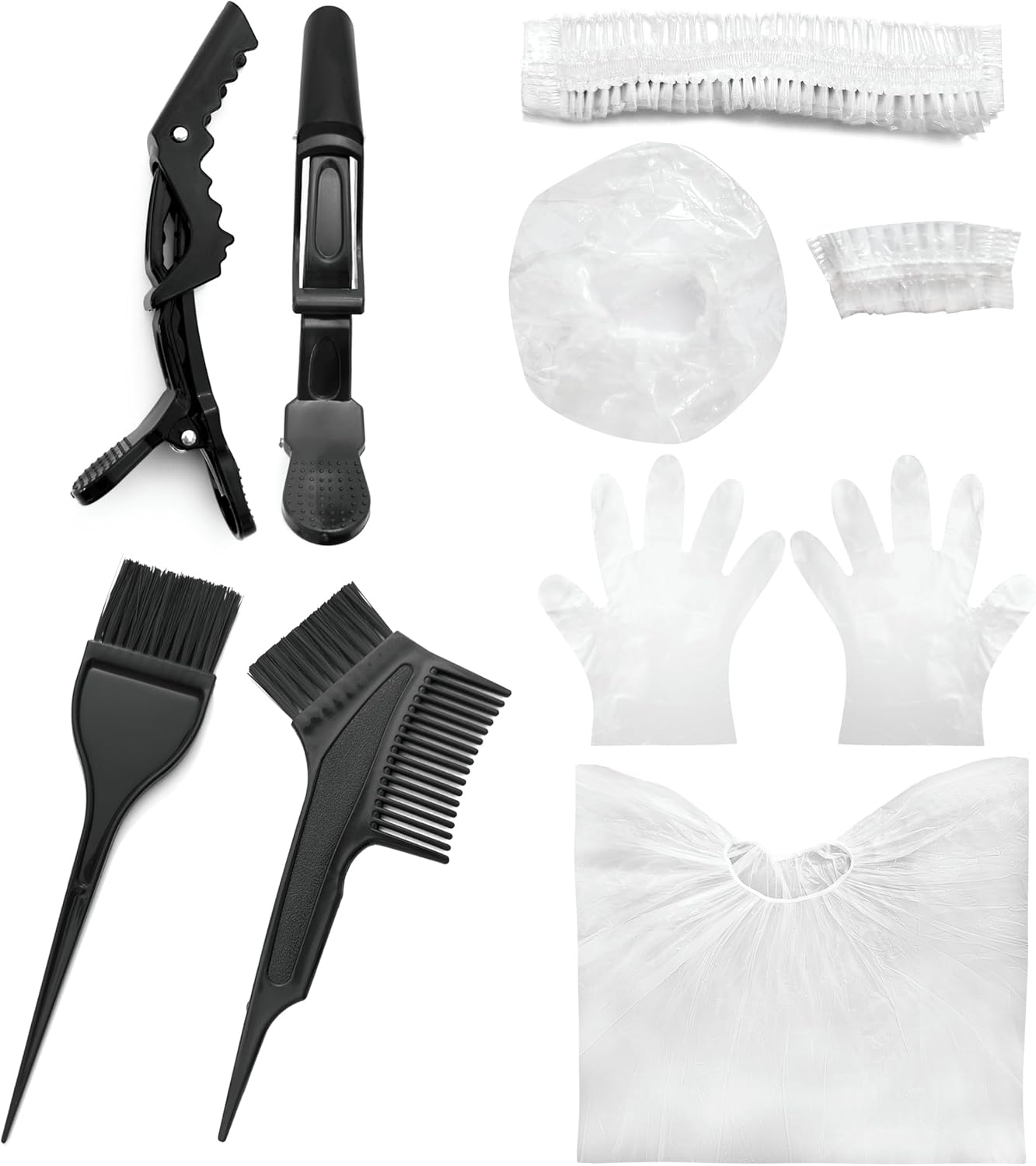 Losaria 10 Pieces Hair Dye Kit Hair Coloring Dyeing Kit Professional Hair Dye Tools for Bleaching and Hair Dye, Including Hair Dye Brush, Ear Cover, Hair Cover, Shawl, Gloves, Hair Clips image number 5