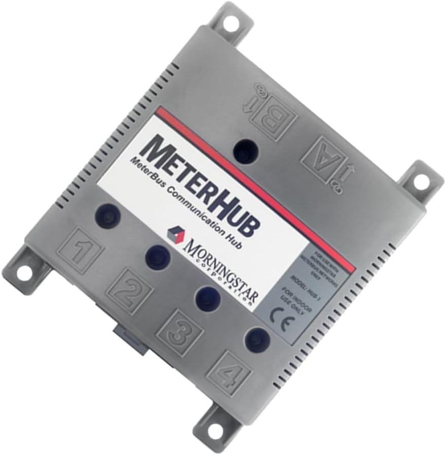 Morningstar Meterhub (HUB-1) - Enables up to 15 Morningstar Products, Meters, and Accessories to Connect over a Single Meterbus Network - Wall or DIN Rail Mounting, Features 5 Status LED Indicators