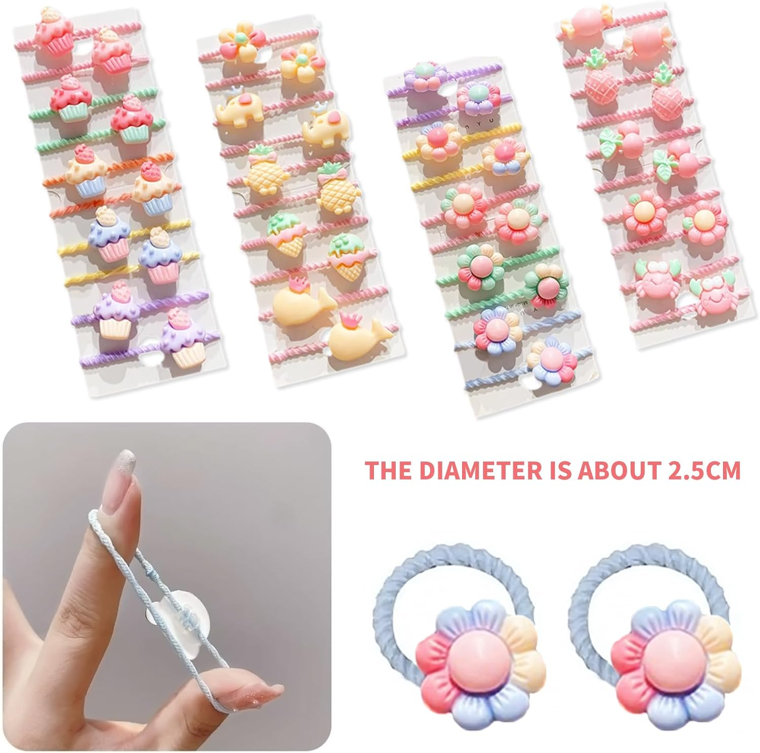 DHWEKU Hair Bobbles for Women and Girls, Cotton Bands, Ponytail Holder for Thick Hair and Curly Hair, 40 Pieces image number 2