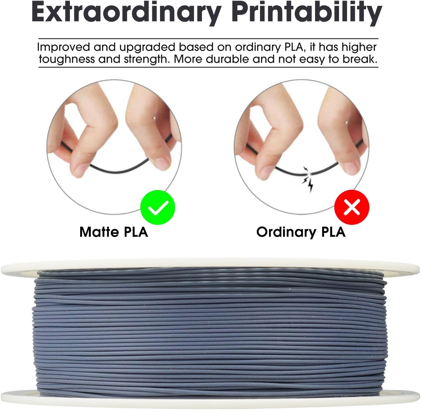 Esun Matte PLA Refill Filament and Spool Kit, Spoolless Matte PLA 1.75Mm and Removable Filament Espool+, 1KG Spool (2.2 LBS) 3D Printing Filament for 3D Printers,Dark Grey image number 4