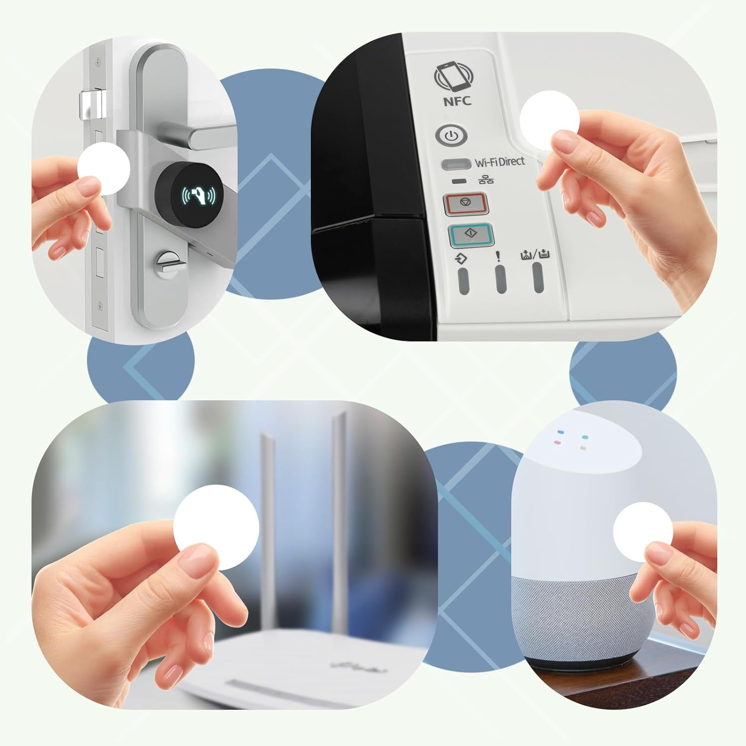 30 Pcs NFC Tags Stickers Ntag215 Blank NFC Coin Cards Rewritable NFC Stickers round with Adhesive Back, Compatible with Android Iphone and NFC Enabled Devices image number 4