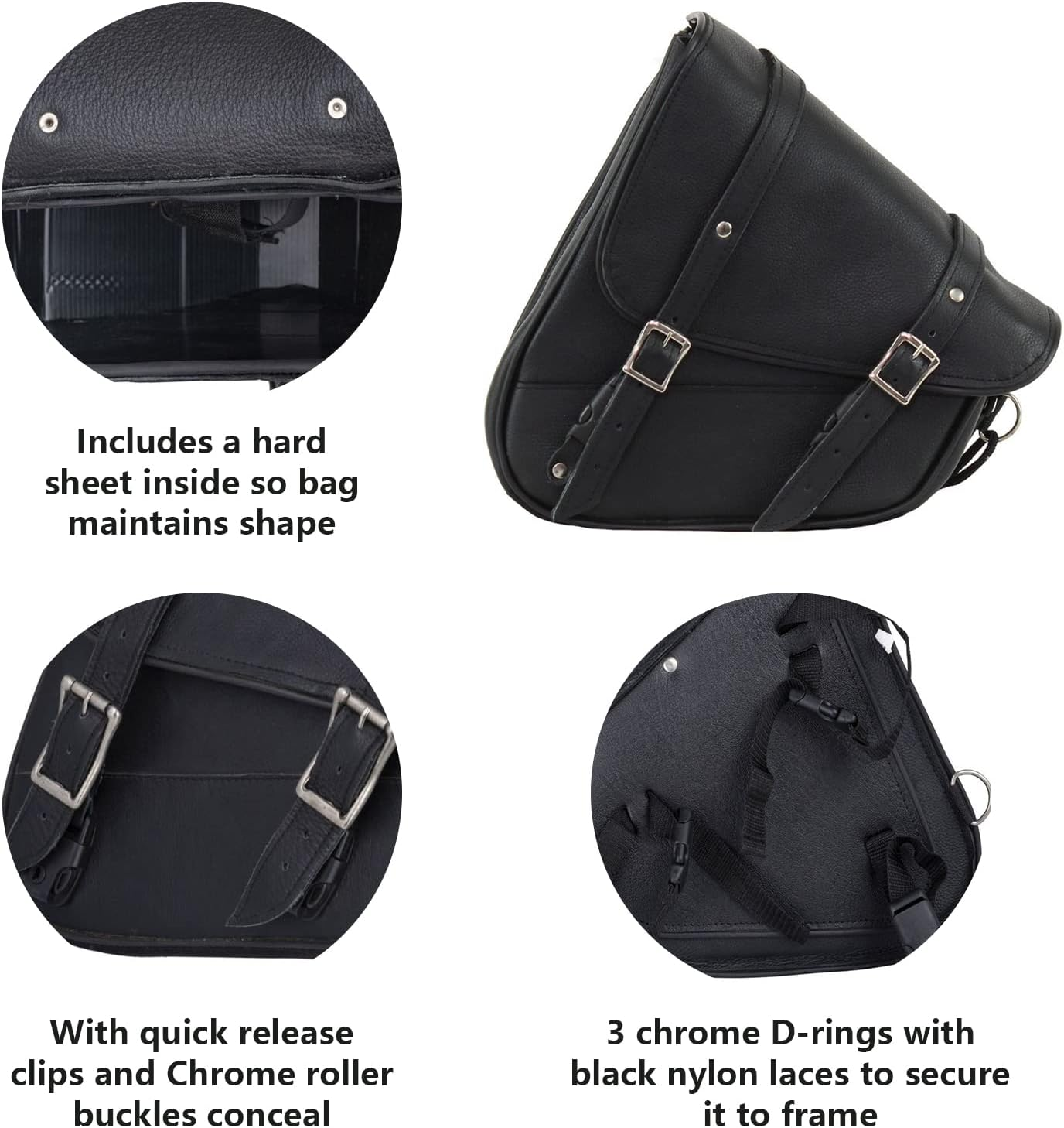 GARGOYLE BELLS Motorcycle Saddle Bags Leather Solo Swing Arm Bag for Softails and Choppers Motorcycle Luggage Bags Left Side Bag for Motorcycle image number 2