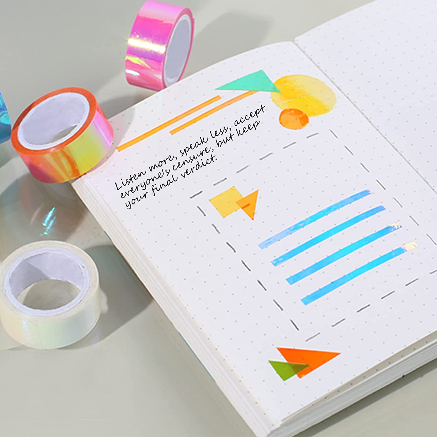 6 Rolls Holographic Tape 5M/196.8In, Assorted Colored Tape Set, Decorative Tape, Prismatic Glitter Tape Hoops for DIY Arts Crafts Decoration Scrapbooking Gifts Wrapping image number 2