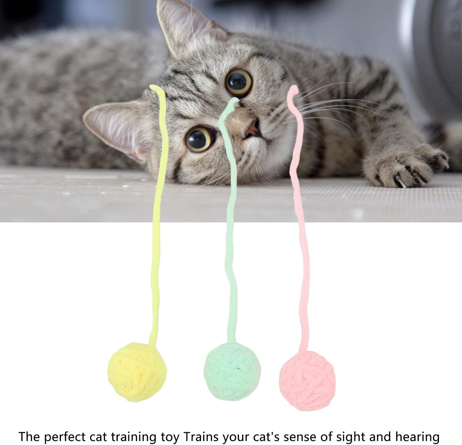 3Pcs Cat Plush Ball, Interactive Cat Fuzzy Chew Balls with Bells, Fun Adorable Colorful Cat Ball Toys Playing Soft Plush Bouncy Ball Toys for Indoor Cats Kitten (Pure Color) image number 5