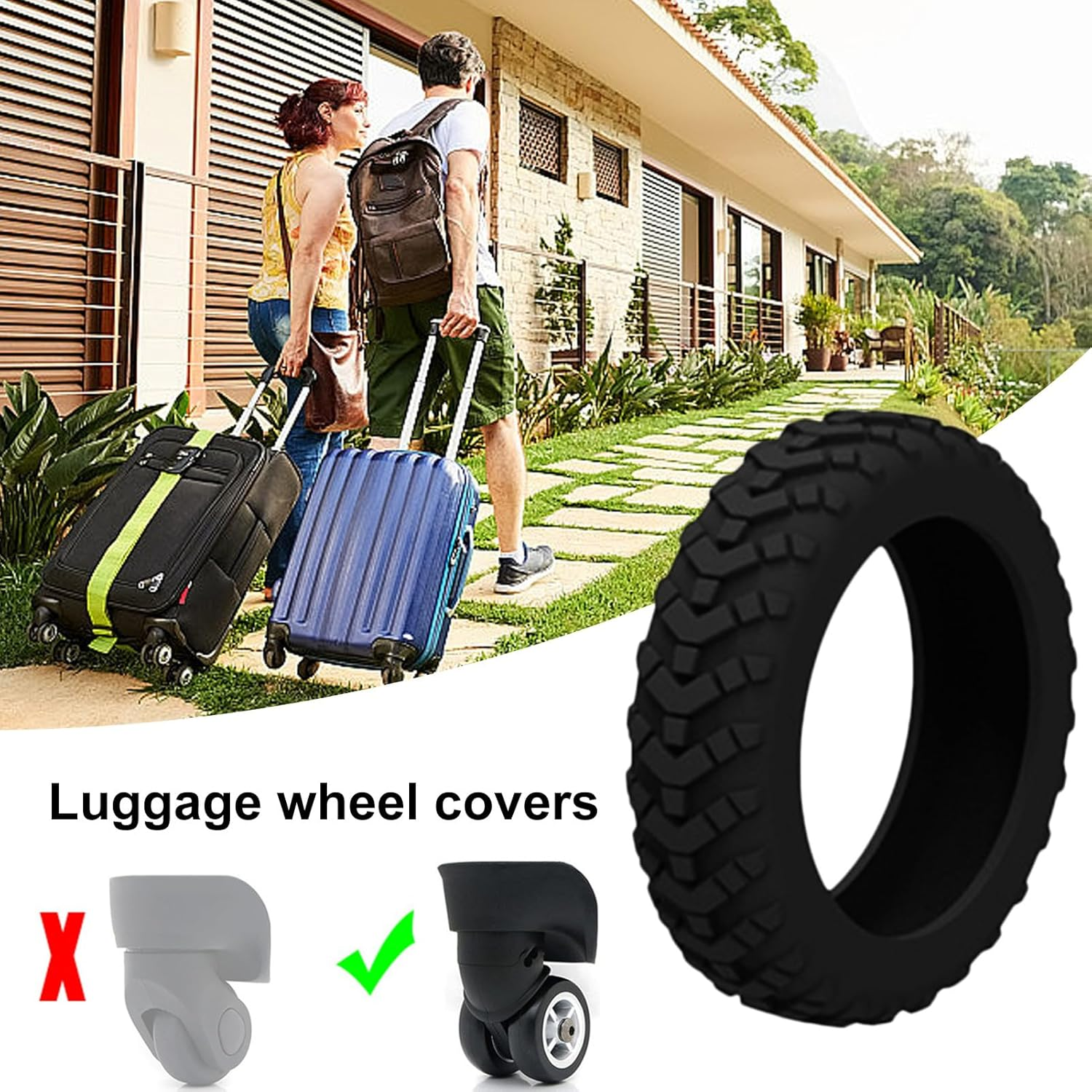 8Pcs Luggage Wheel Covers, Silicone Luggage Wheel Protector Covers, Reduce Noise Shock-Proof Luggage Spinner Wheel Covers image number 1