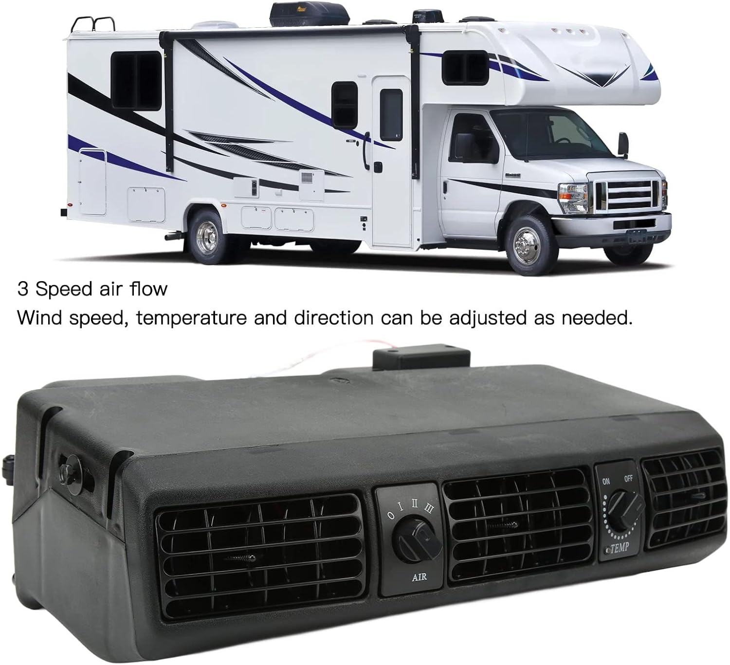 Universal Underdash Air Conditioner Evaporator, 360CFM, 3 Speed Assembly for RV, Car, Truck, Campers (24V) image number 5