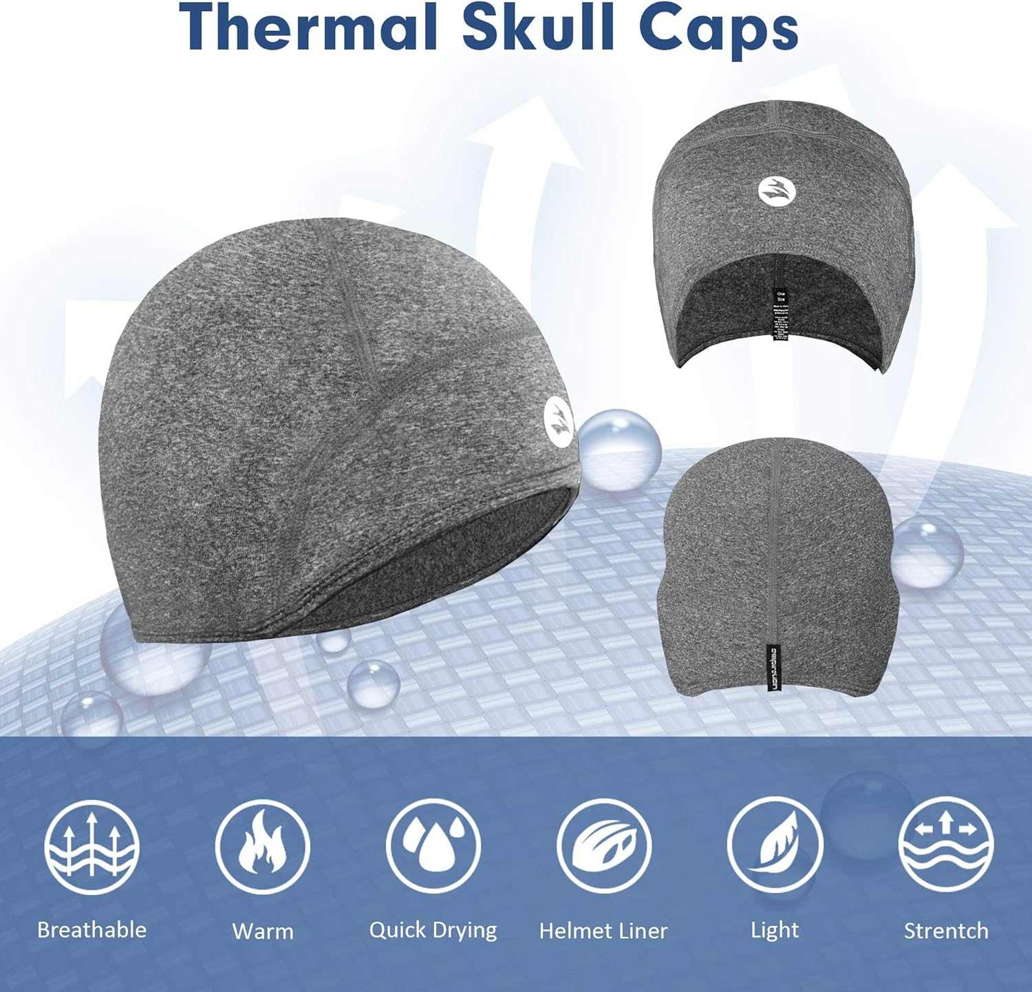 EMPIRELION Lightweight Thermal Skull Cap Ears Warm Cycling Helmet Liner Winter Running Beanie Hats Sweat Wicking