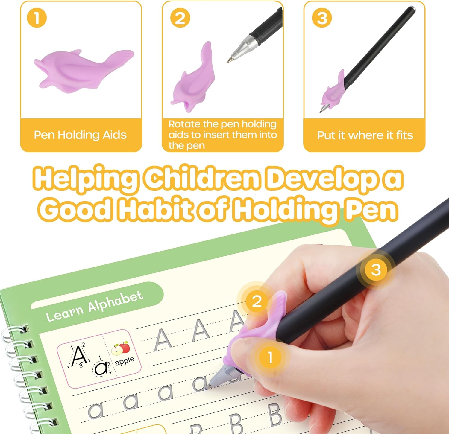 Large Magic Grooved Practice Copybook 5 Pack with Pens, Reusable Children'S Magic Copybooks, Magical Handwriting Workbooks Number Letter Tracing for Kids Age 3-8 Kindergarten Preschool Calligraphy image number 6