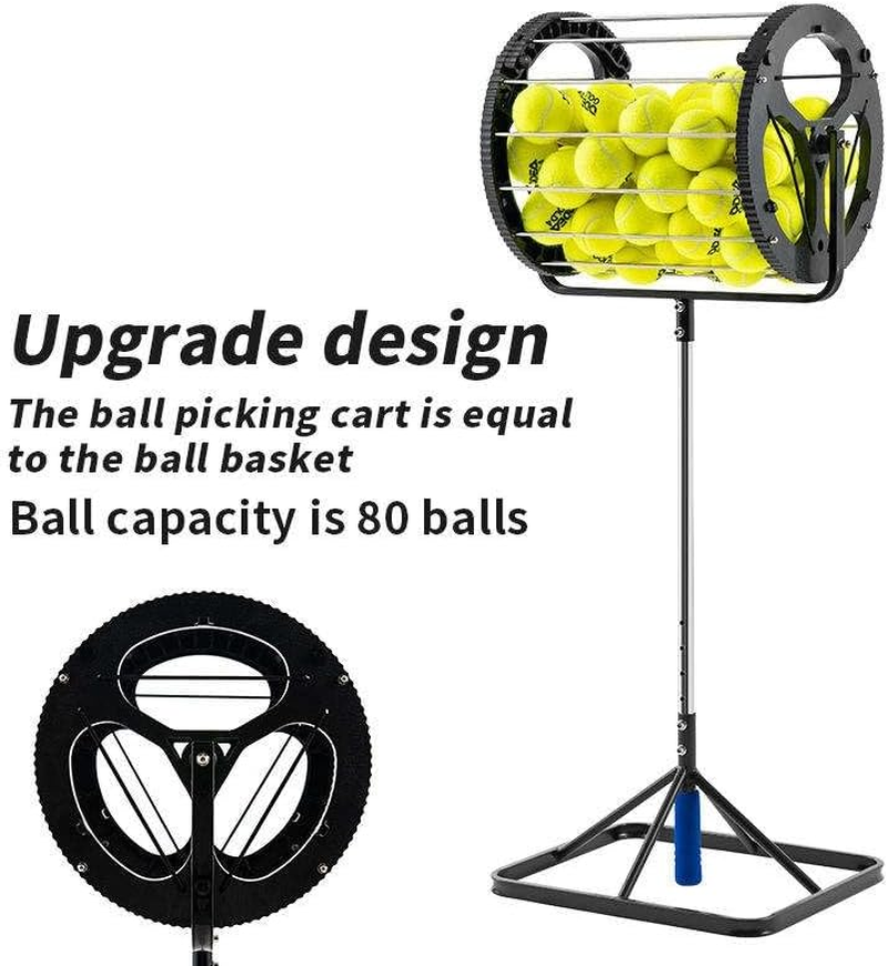 SPP Tennis Ball Retriever & Hopper Roller Stand - 80 Balls Capacity | Easy Ball Pickup, Durable Storage Trainer for Tennis Courts & Practice image number 4
