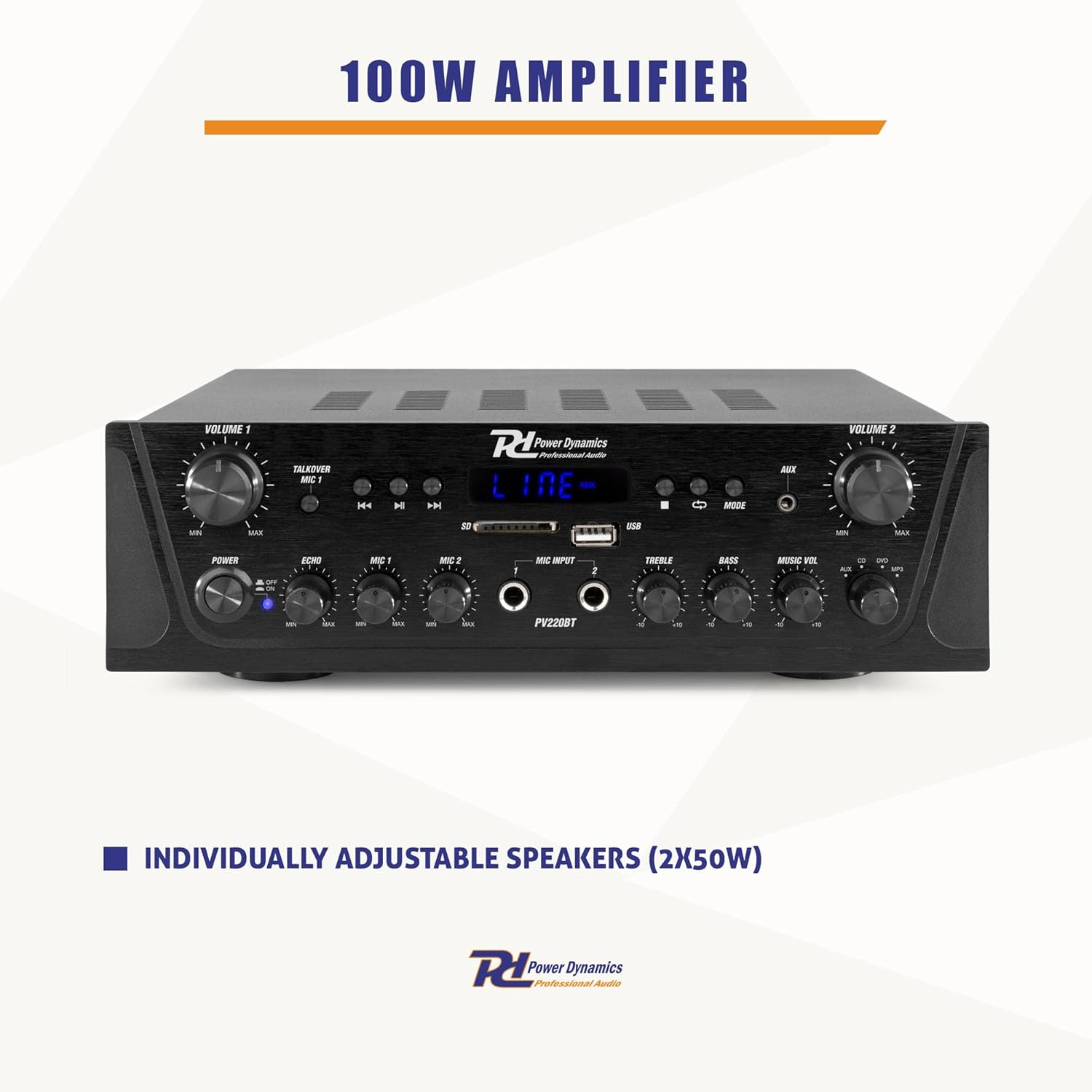 PD PV220BT Compact 2-Channel Audio Power Amp, Speaker Amp with High-Fidelity Sound, Mini Amplifier for Home Surround System, Bluetooth Stereo Amplifier, Home Stereo Amplifier, Hifi Stereo Amplifier image number 5