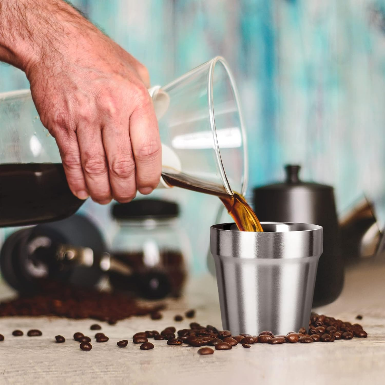 Beasea Mini Stainless Steel Cups, 6 Oz Set of 4 Metal Drinking Cups, Stackable 304 Stainless Steel Cups Double Wall Small Metal Insulated Drinking Cups Glasses for Home Restaurant Party Camping image number 2