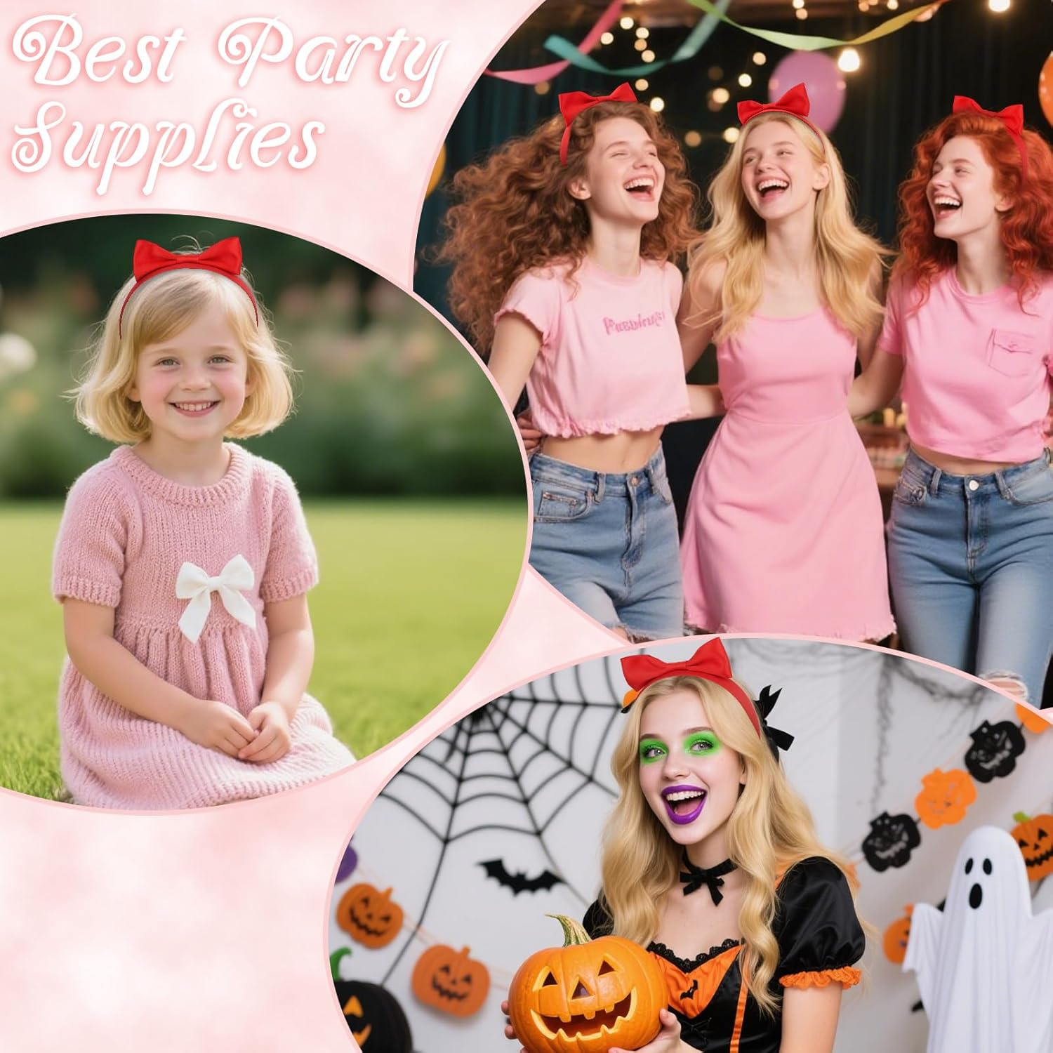 Srotmirw Women'S Elegant Headband, 1 Piece Red Butterflies Headband Girls for Women Girls image number 1