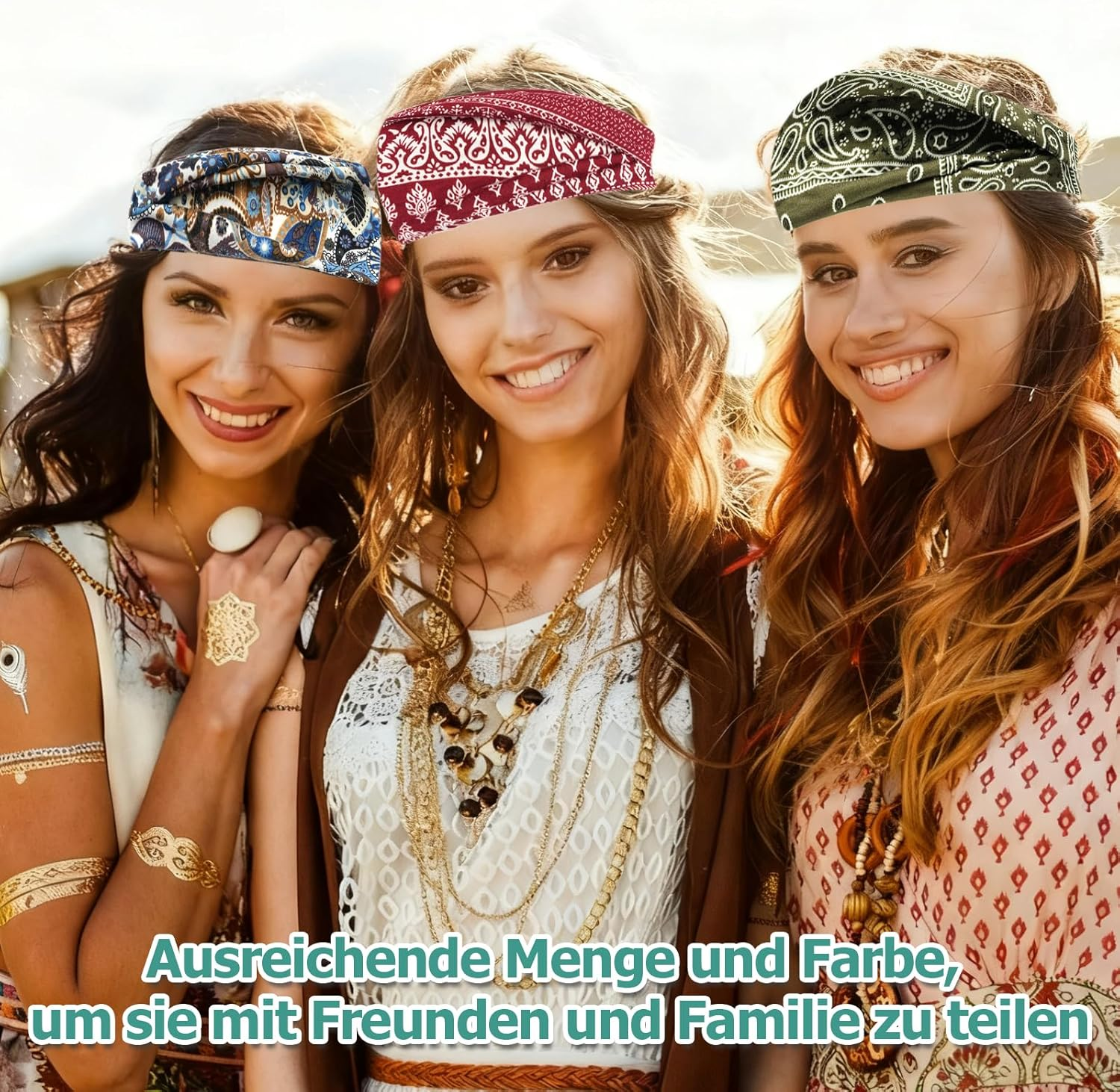 Hautllaif Pack of 8 Women'S Headbands - Soft Wide Hair Band, Elastic Sports Headband for Yoga, Fitness, Running, Boho Floral Print Hair Accessories image number 3