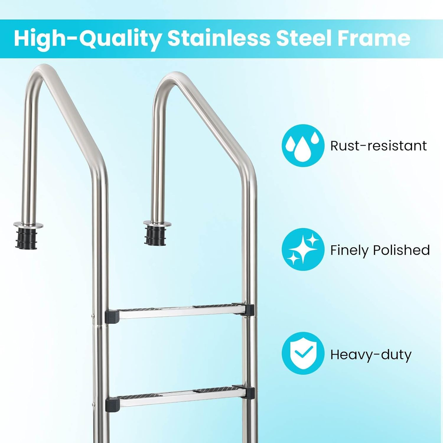 Costway 4-Step Inground Pool Ladder, Stainless Steel Swimming Pool Ladder W/Non-Slip Steps & Handrails, Heavy Duty Entry and Exit Steps for Indoor & Outdoor Pools, 200 KG Load Capacity image number 1