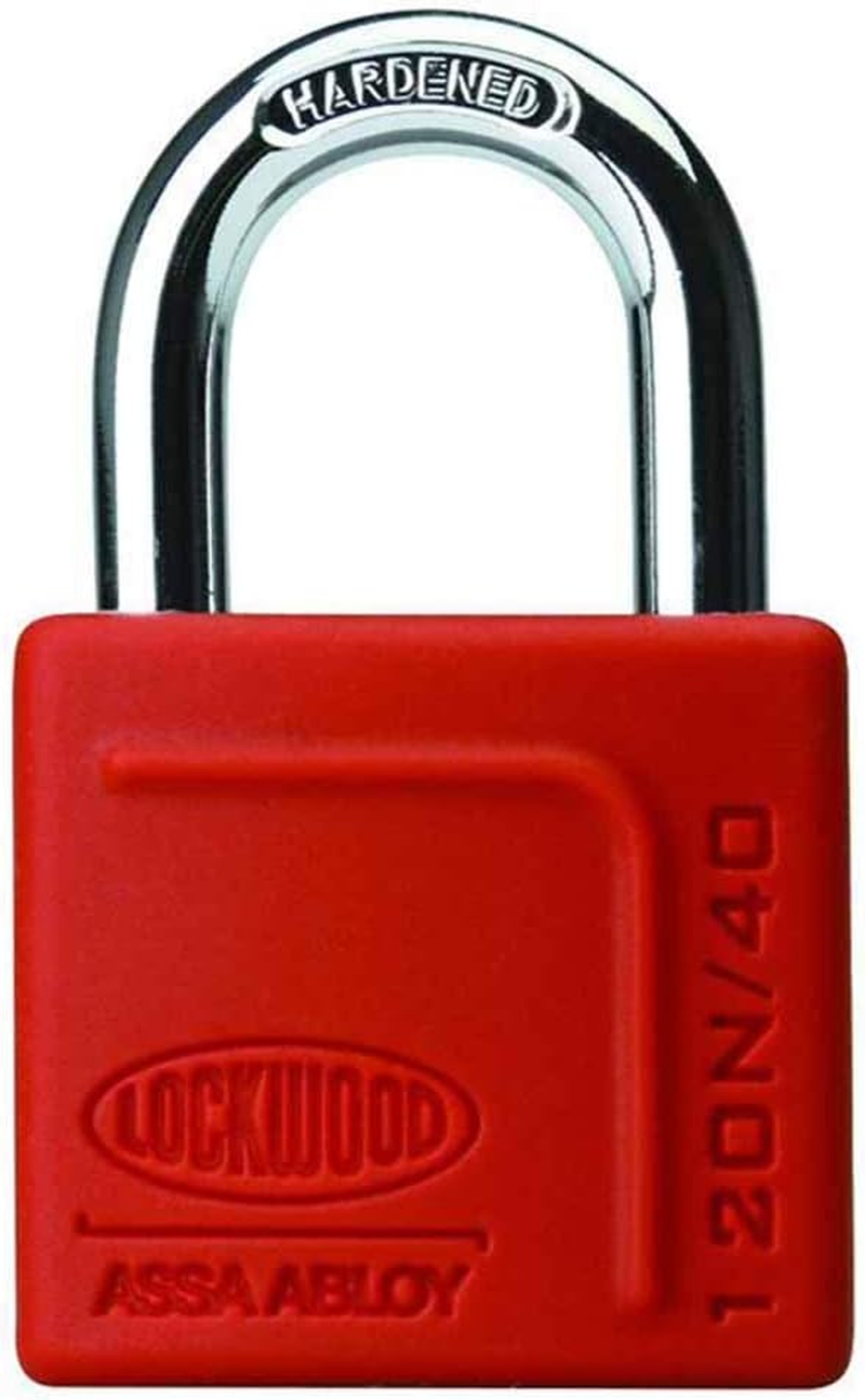 Lockwood 120N/40/125/4DP 120N Series 120N Series 40 Mm Padlock with 25 Mm Shackle and Silicon Jacket Quad Display Pack, Red image number 2