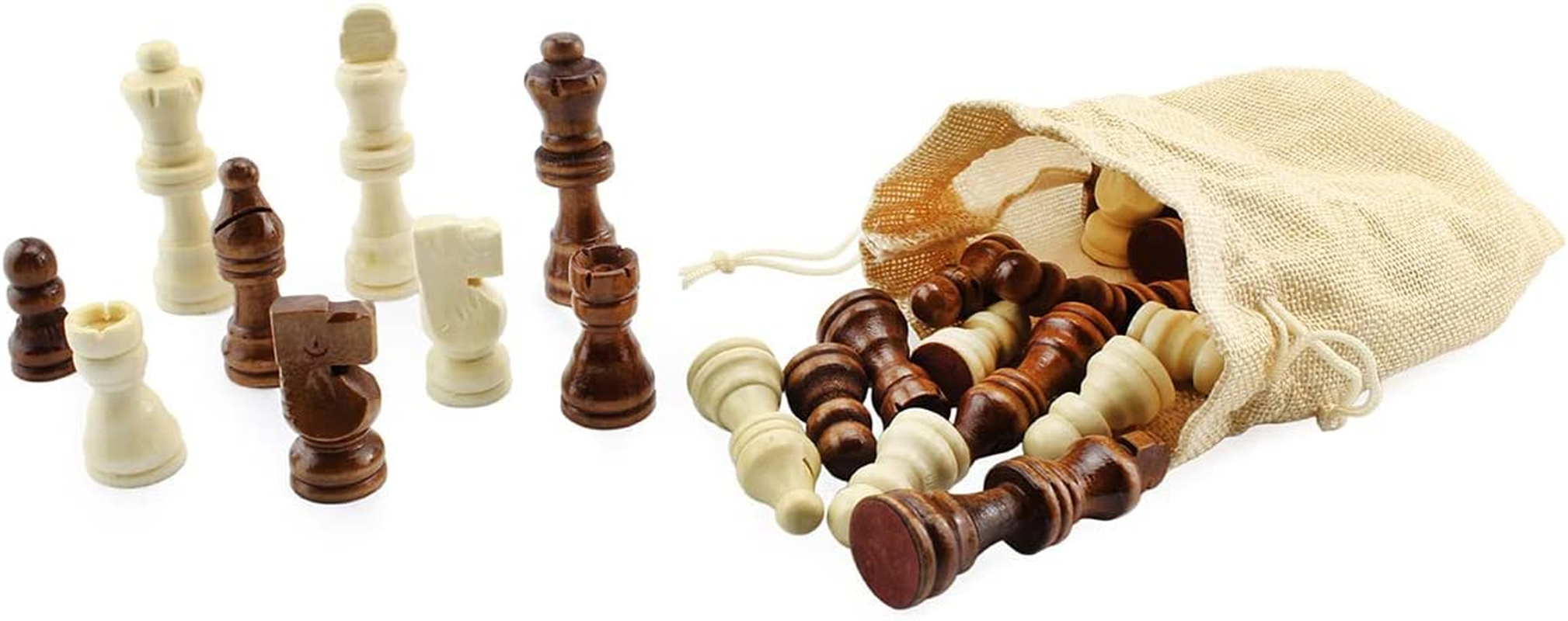 Attatoy Set of Complete Wooden Chess Pieces (32 Pieces), Wooden Chess Figures with Kings, Queens, Castles, Knights & Pawns image number 2