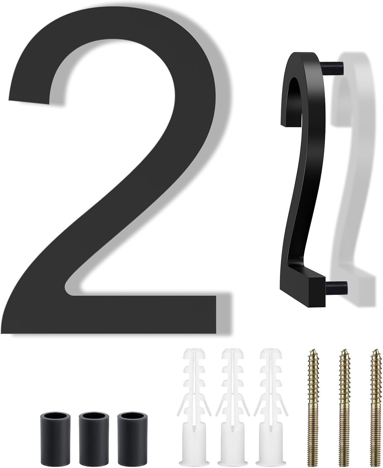 DEWEL House Numbers for Outside, 6 Inch Modern Floating Address Numbers for Farmhouse, Street, Front Door, Weatherproof, Easy to Install with Template (Black House Number 1)