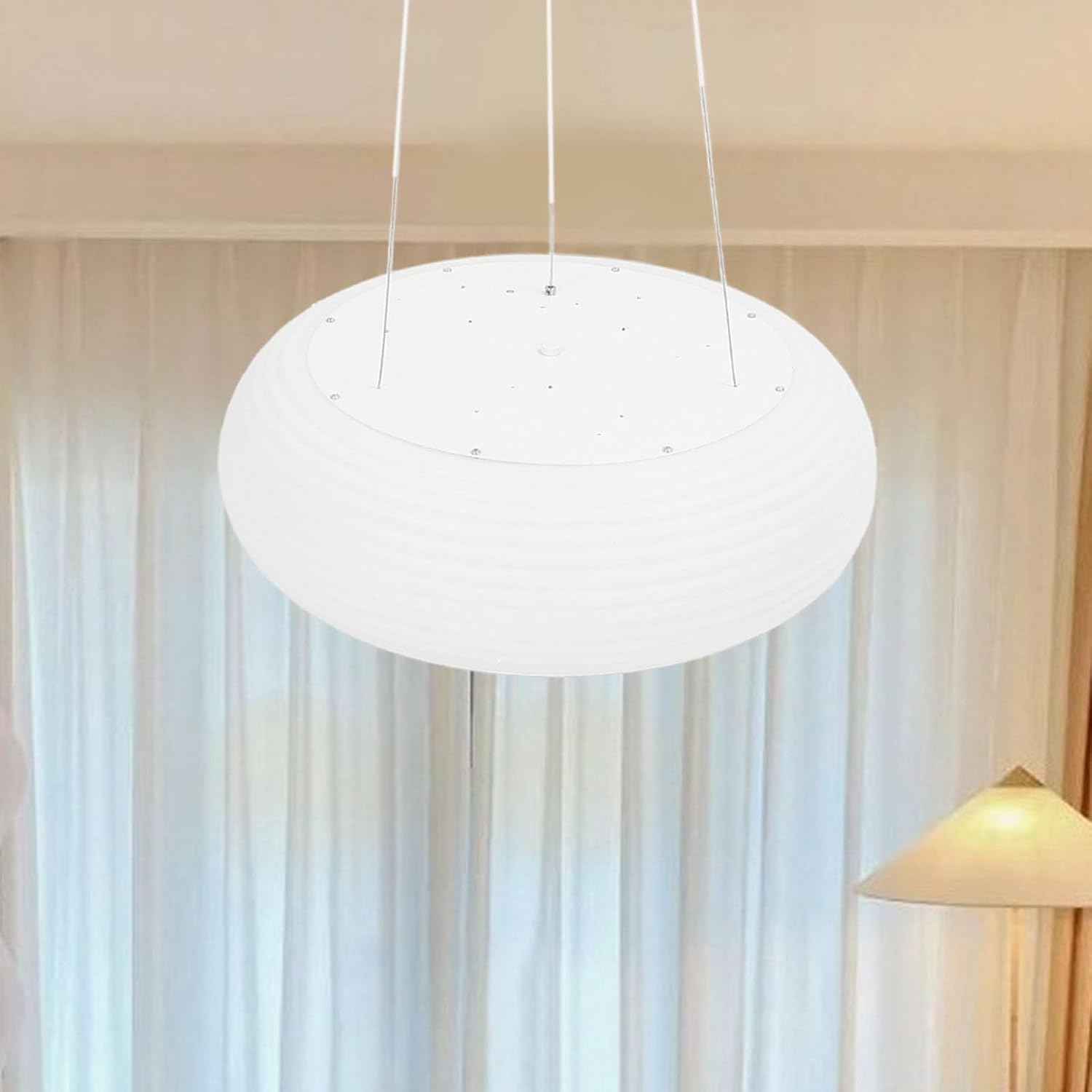 Modern Pendant Light round Milky White Lampshade Height Adjustable 3 Color Temperature Stepless Dimmable Hanging Lamp for Dining Room Kitchen image number 3