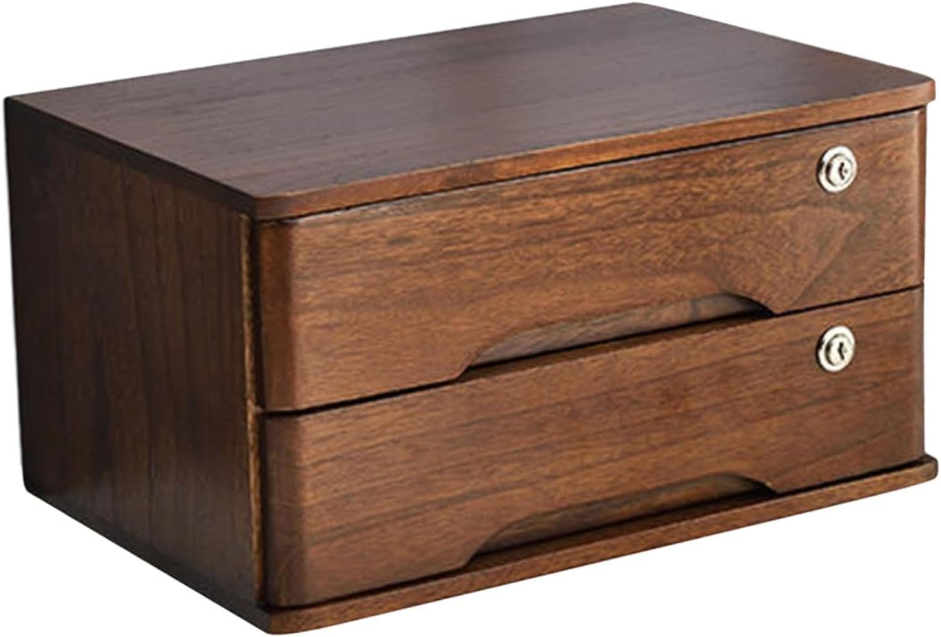 Weilaikeqi Wood Desktop Storage Box with Lock Wooden Tabletop Cabinet Storage Drawer for Counter, Wooden White