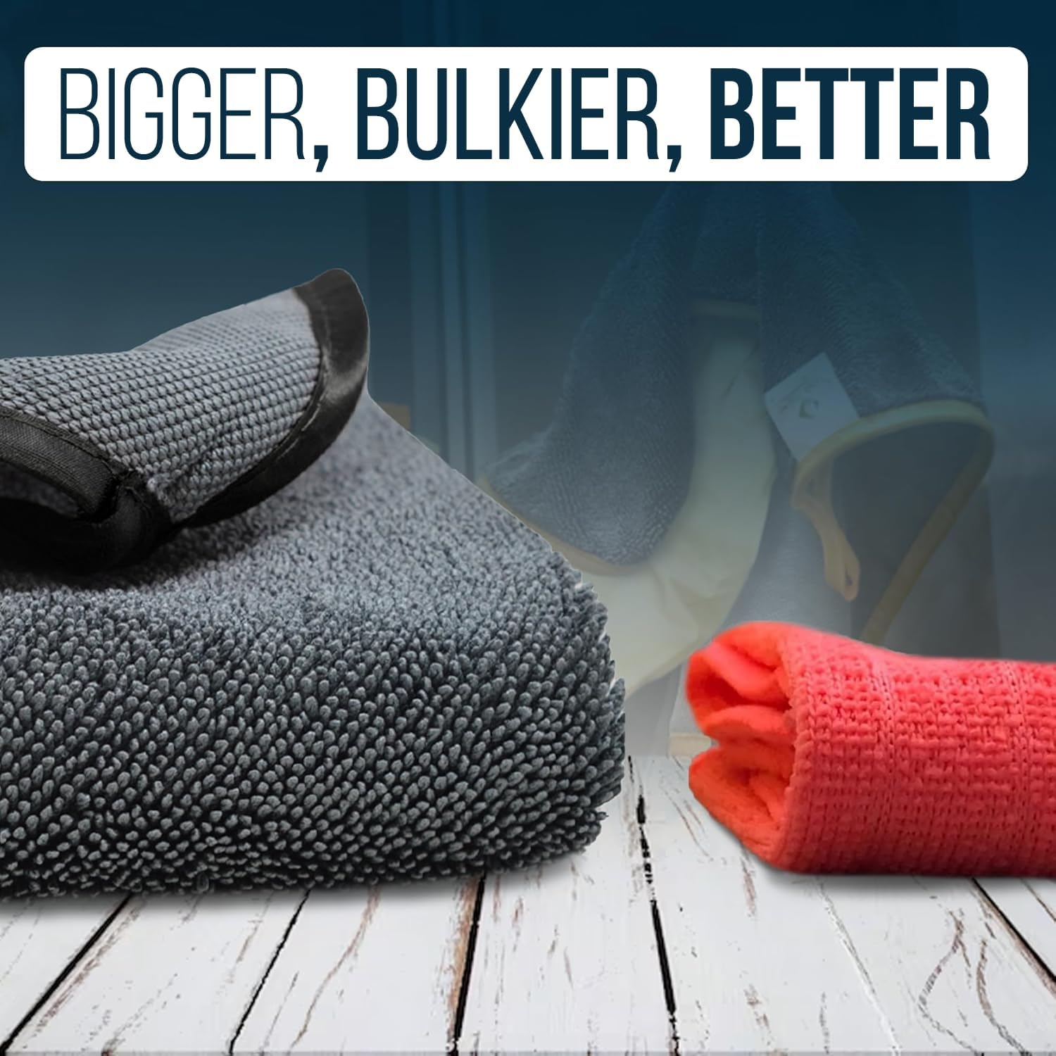 Towelogy Microfibre Shower Drying Cloths Streak Free, Super Absorbent Cleaning Cloth for Glass, Window, Kitchen, Car, Bathroom Drying Cloth | 2 Pack, Large 40X40Cm (Black)