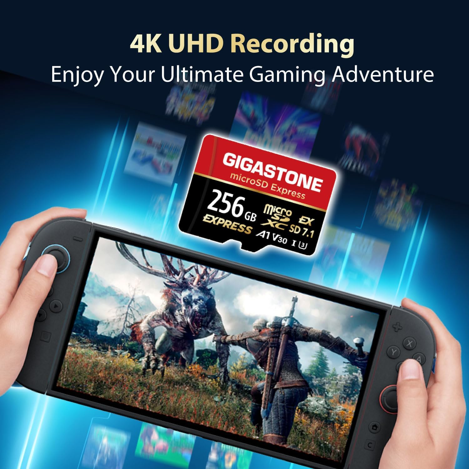GIGASTONE 256GB Microsd Express, Microsdxc Express Memory Card SD 7.1 Speed up to R/W 880/650Mb/S Compatible with Nintendo-Switch 2, Professional Camera, A1 V30 U3, with SD Adapter image number 6
