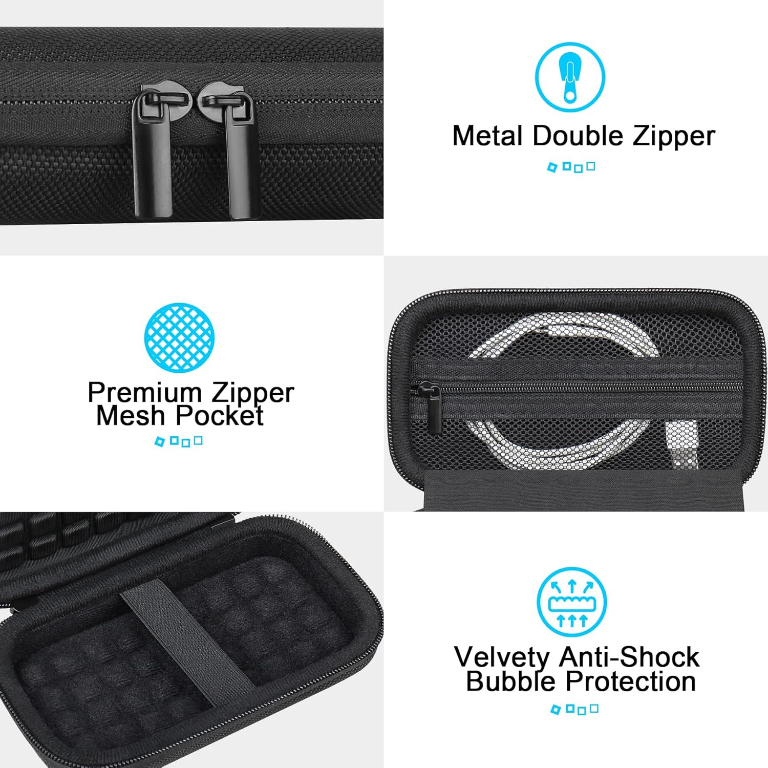 Lacdo Hard Carrying Case for Sandisk Extreme Pro with USB4 Portable SSD 2TB 4TB USB-C External Solid State Drive EVA Shockproof Water Repellent Protective Storage Travel Bag, Black