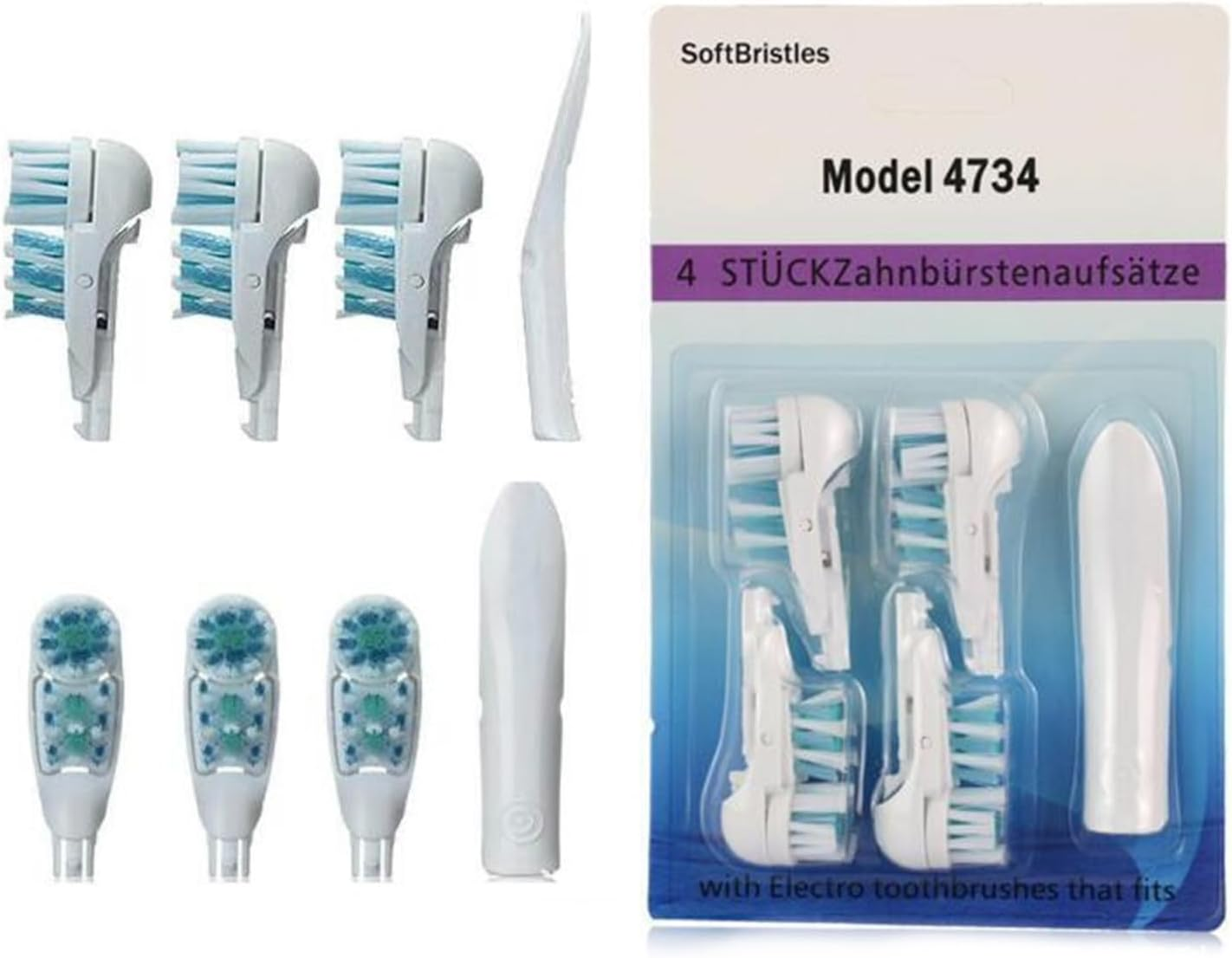 4 Pcs Electric Toothbrush Replacement Heads Sensitive Dual Clean Rotating Sets Fit for Braun Oral B Cross Action Power 4732 3733 4734 (4)