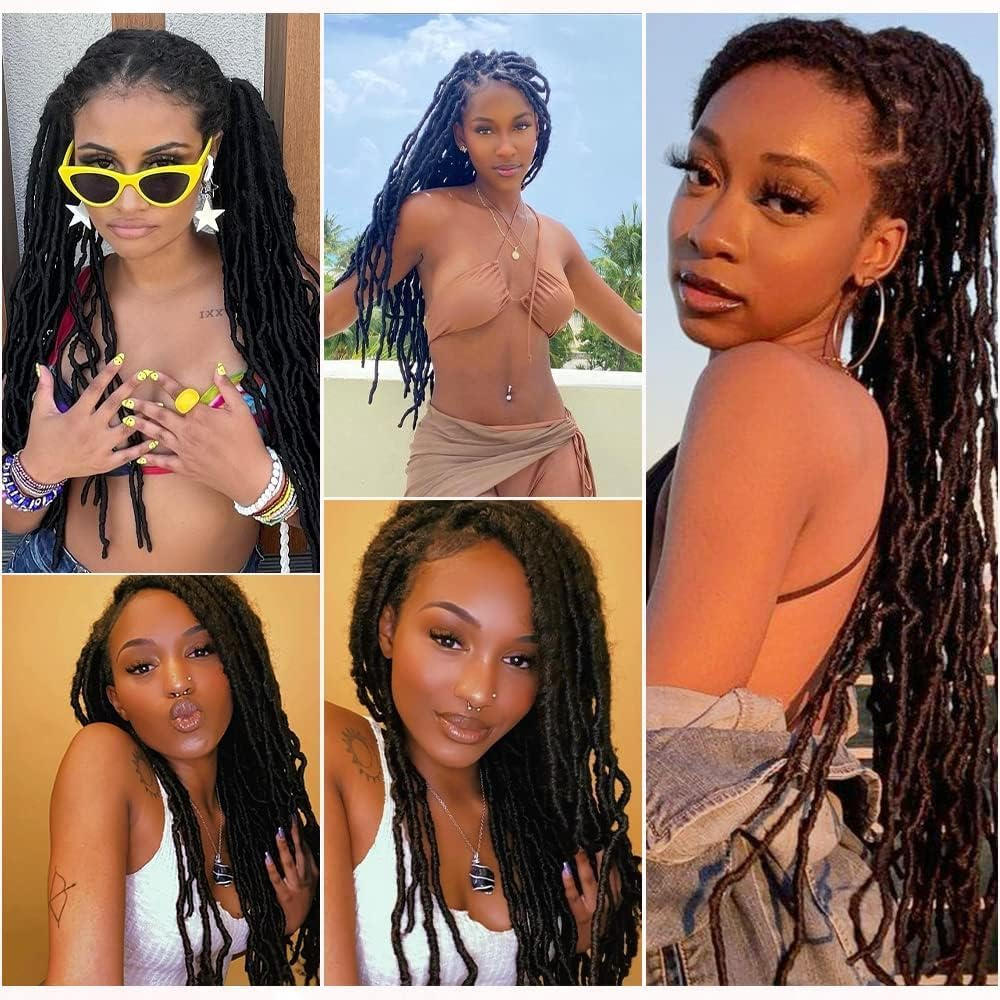 18 Inch New Faux Locs Crochet Hair Soft Locs Crochet Hair Natural Faux Braids Pre-Looped Synthetic Afro Roots Braid for Black Women image number 7
